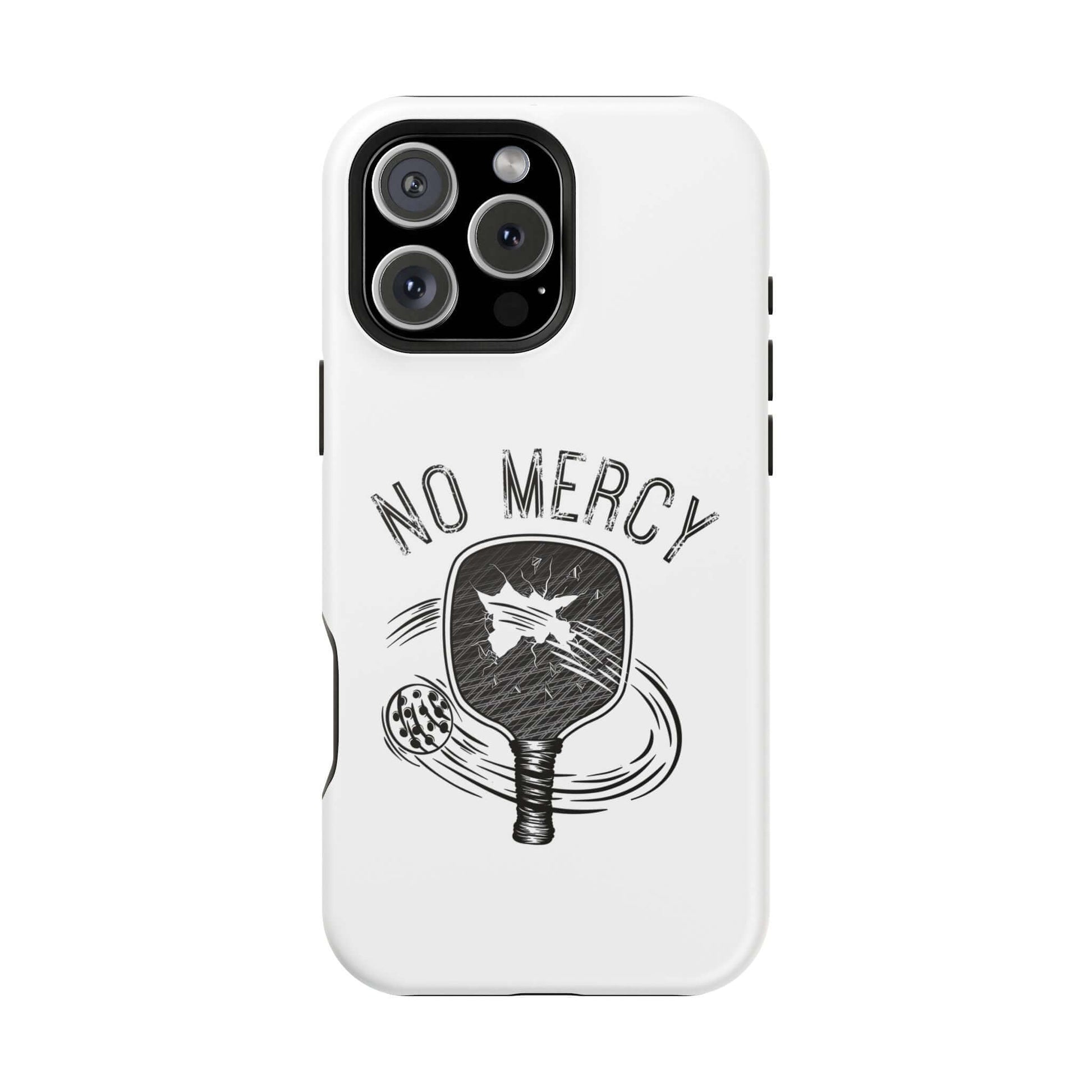 No Mercy Pickleball Series MagSafe Tough Phone Case for iPhone with Pickleball Paddle Design