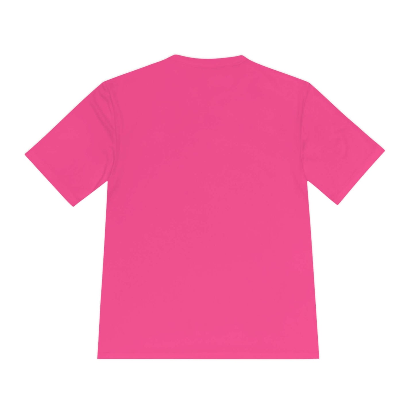 "No Mercy Pickleball Series Performance T-Shirt in pink, moisture-wicking dry-fit material, back view"