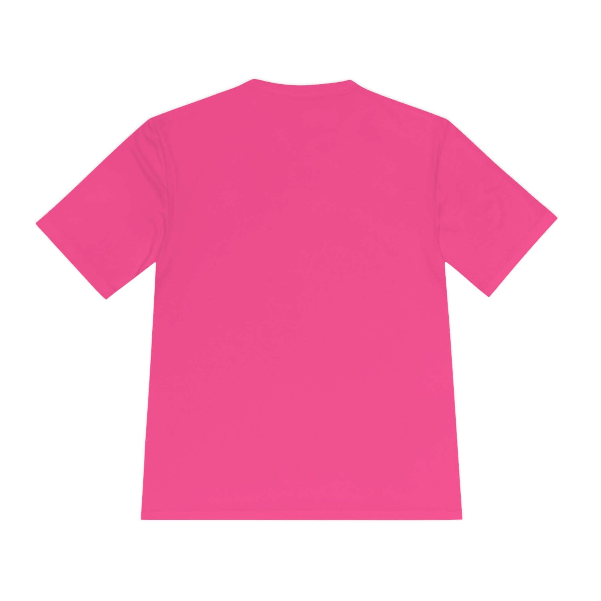 "No Mercy Pickleball Series Performance T-Shirt in pink, moisture-wicking dry-fit material, back view"