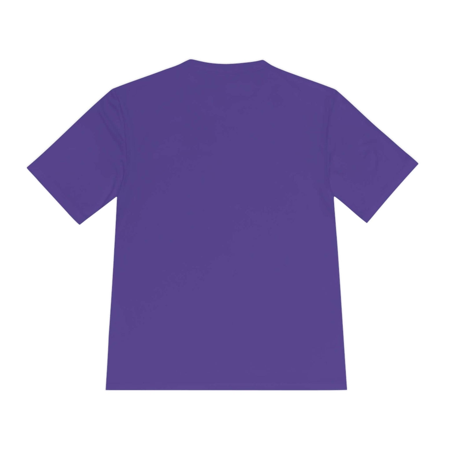 Back view of purple "No Mercy" Pickleball Series Performance T-Shirt, made with moisture-wicking polyester for ultimate comfort and style.