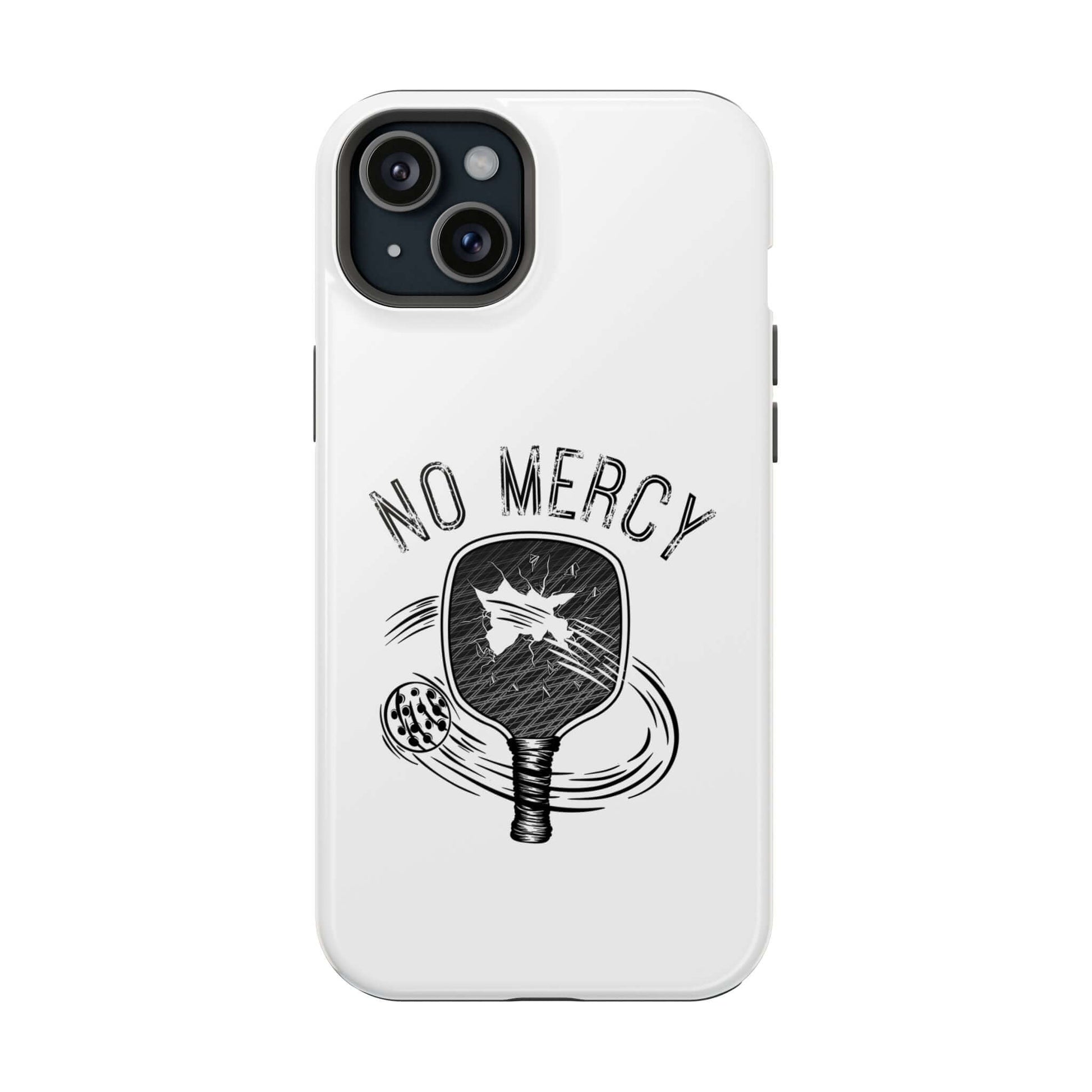 No Mercy Pickleball MagSafe phone case for Apple iPhone with tough polycarbonate and black TPU design.