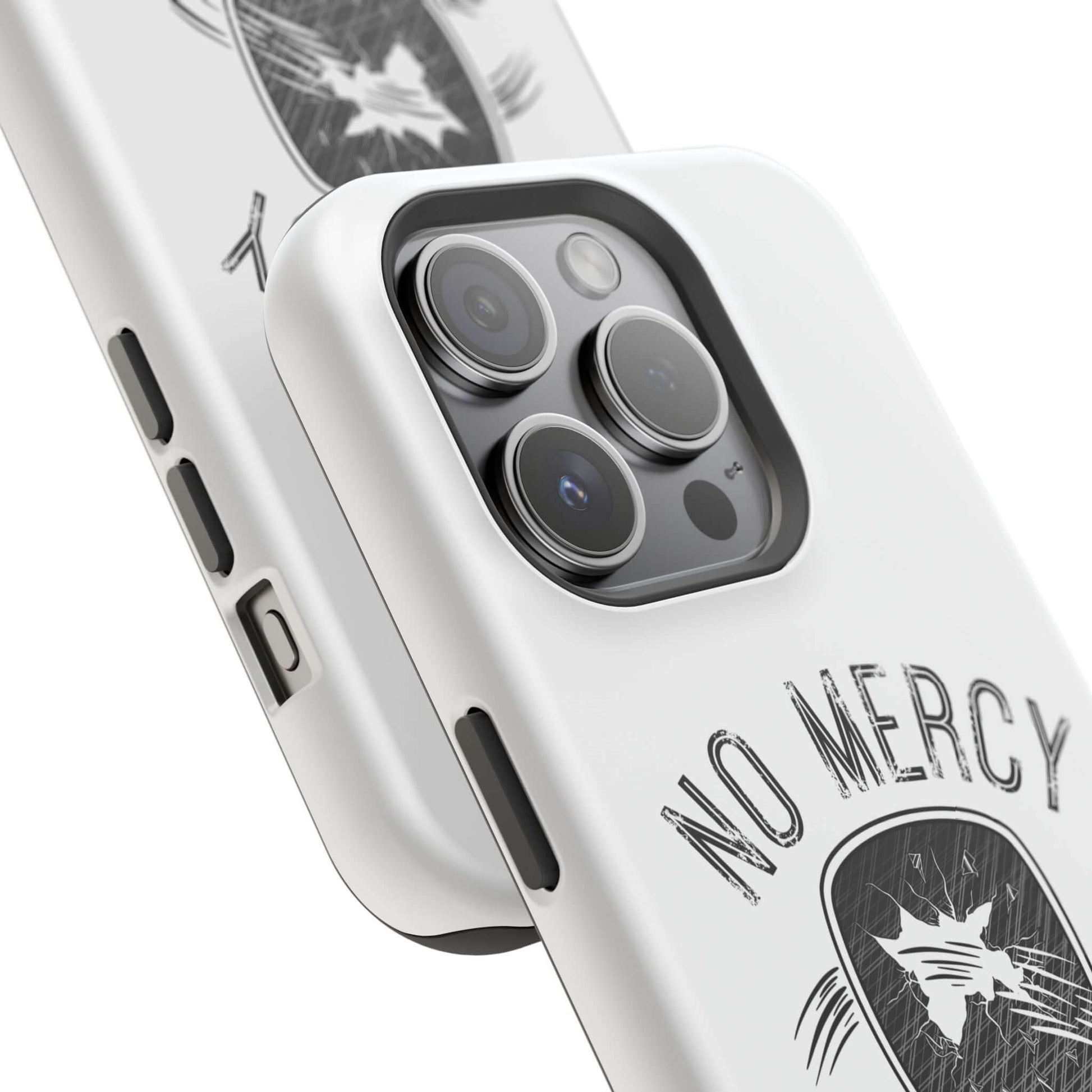 No Mercy Pickleball Series iPhone case with tough polycarbonate and TPU layers, featuring a stylish design with MagSafe compatibility.