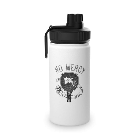 No Mercy Pickleball Series stainless steel water bottle with sports lid, featuring a pickleball paddle design, ideal for active lifestyle.