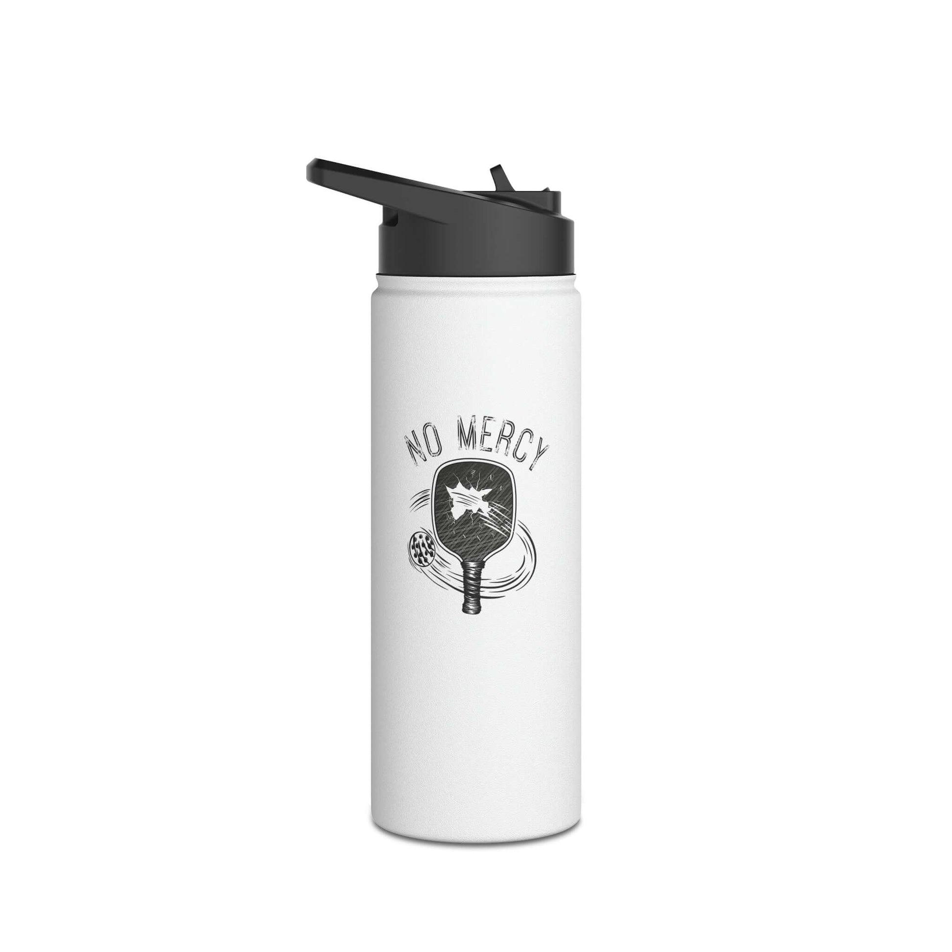 No Mercy Pickleball stainless steel water bottle with standard lid, featuring a stylish design, perfect for hydration on the court.