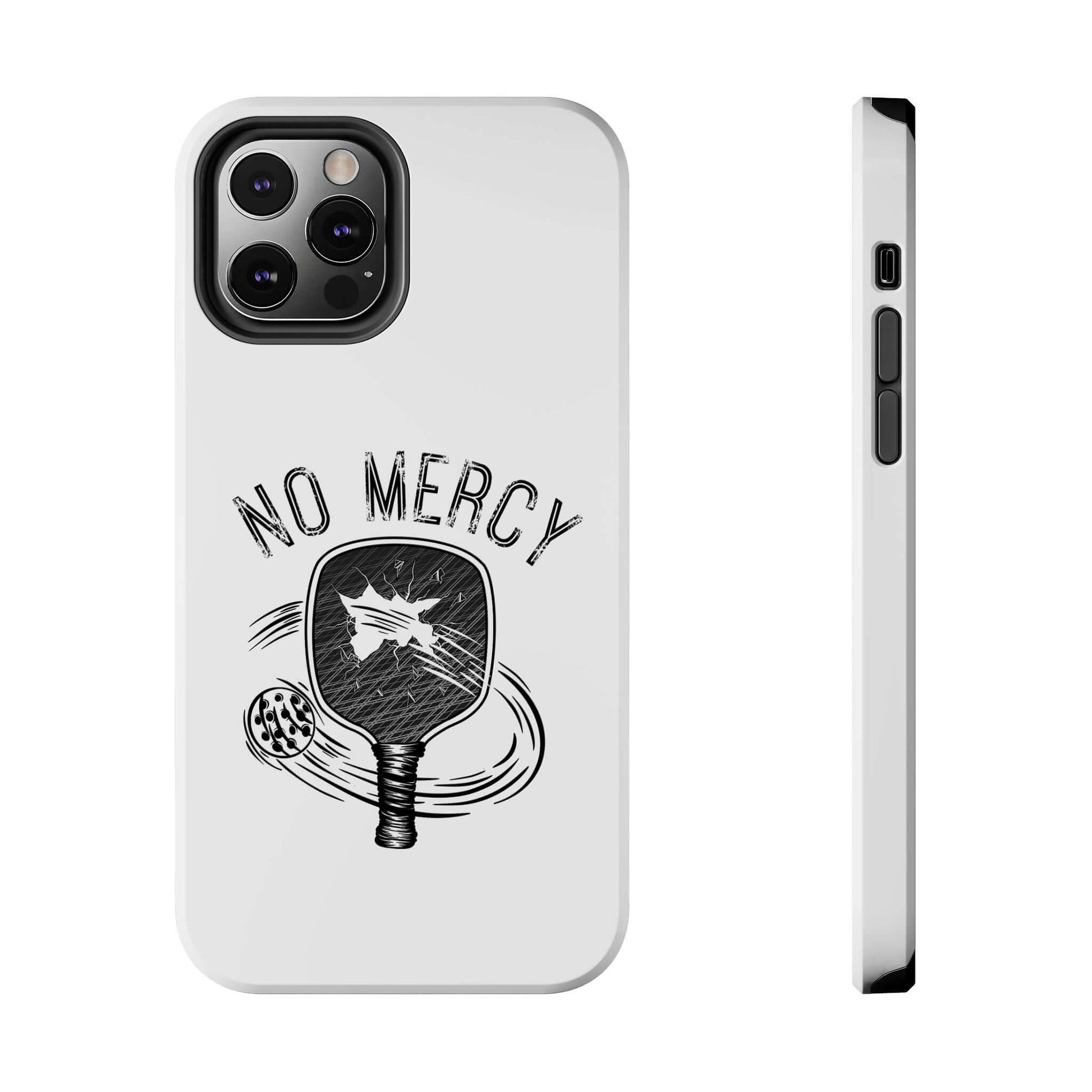 "No Mercy Pickleball Tough Dual-Layer iPhone Case with Paddle Design"