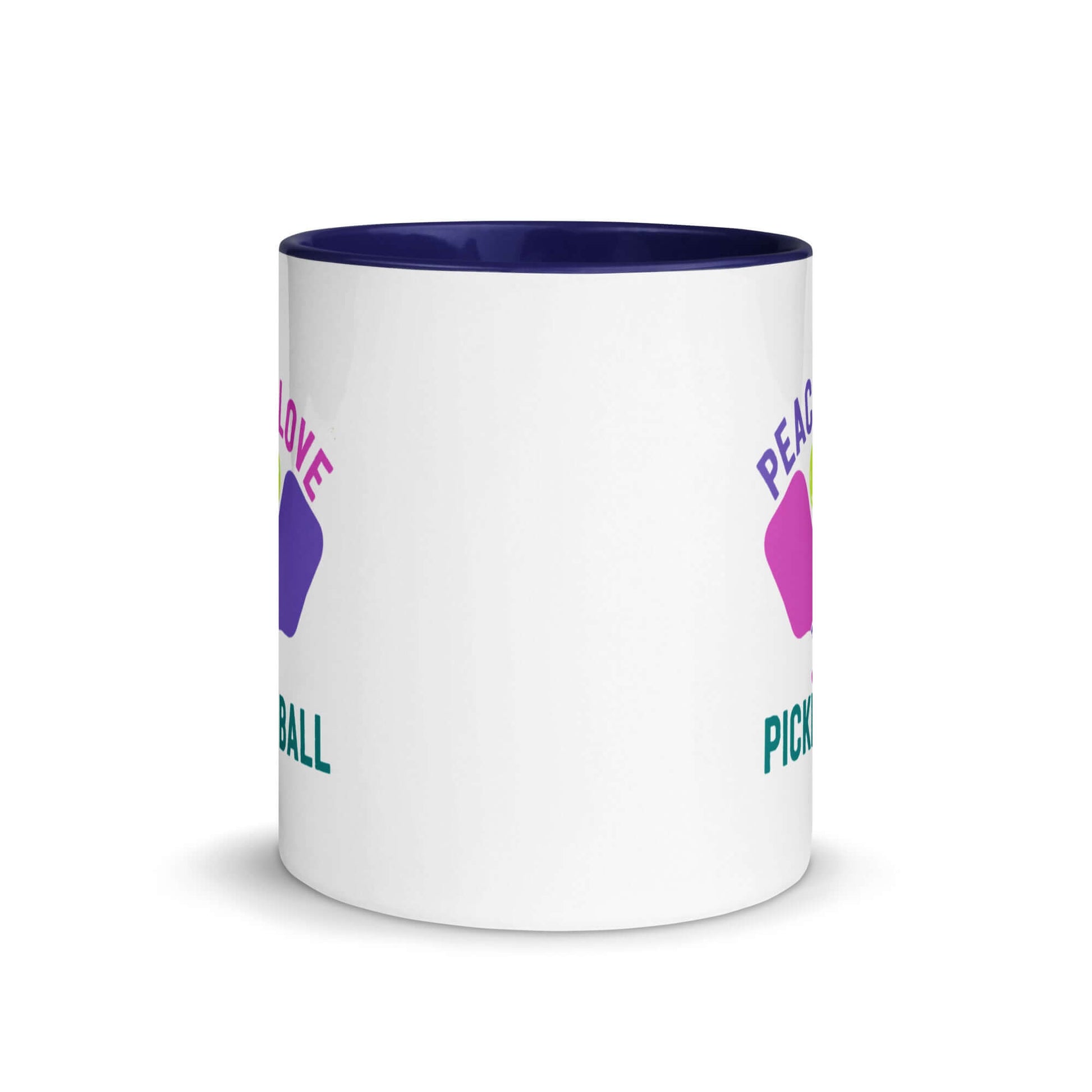 Peace, Love, Pickleball Mug with Accent Color for coffee lovers and pickleball enthusiasts.