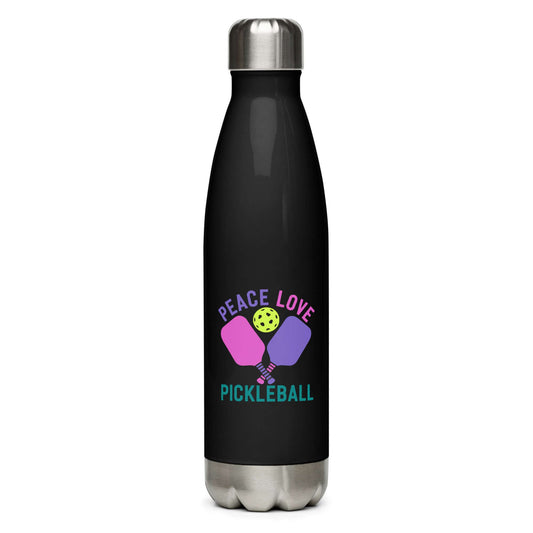 Peace, Love, Pickleball Stainless Steel Water Bottle for stylish hydration on and off the court.