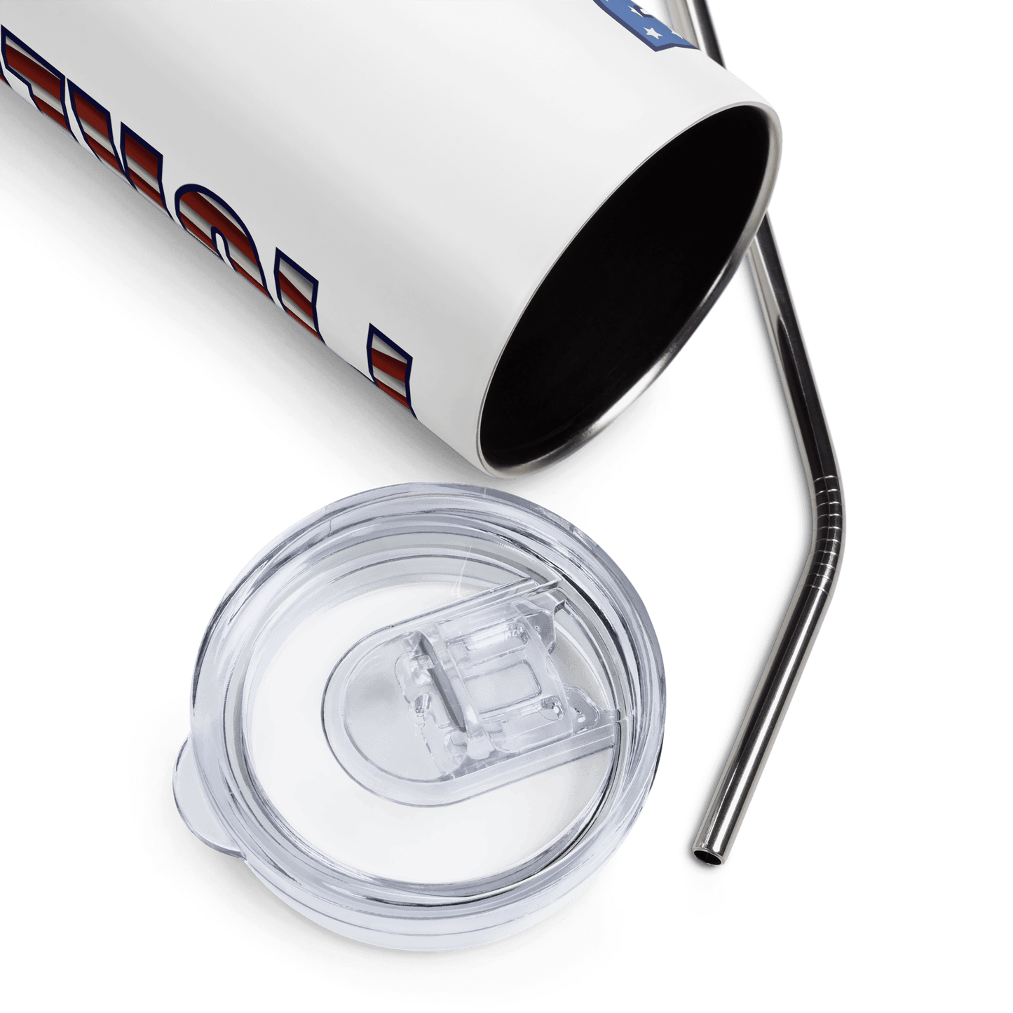 American Flag Pickleball Tumbler 20oz with lid and straw, celebrating the origin of pickleball in Bainbridge Island, Washington.