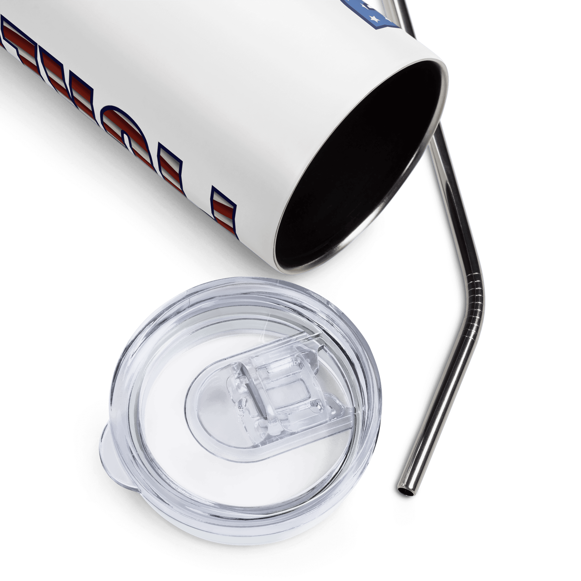 American Flag Pickleball Tumbler 20oz with lid and straw, celebrating the origin of pickleball in Bainbridge Island, Washington.