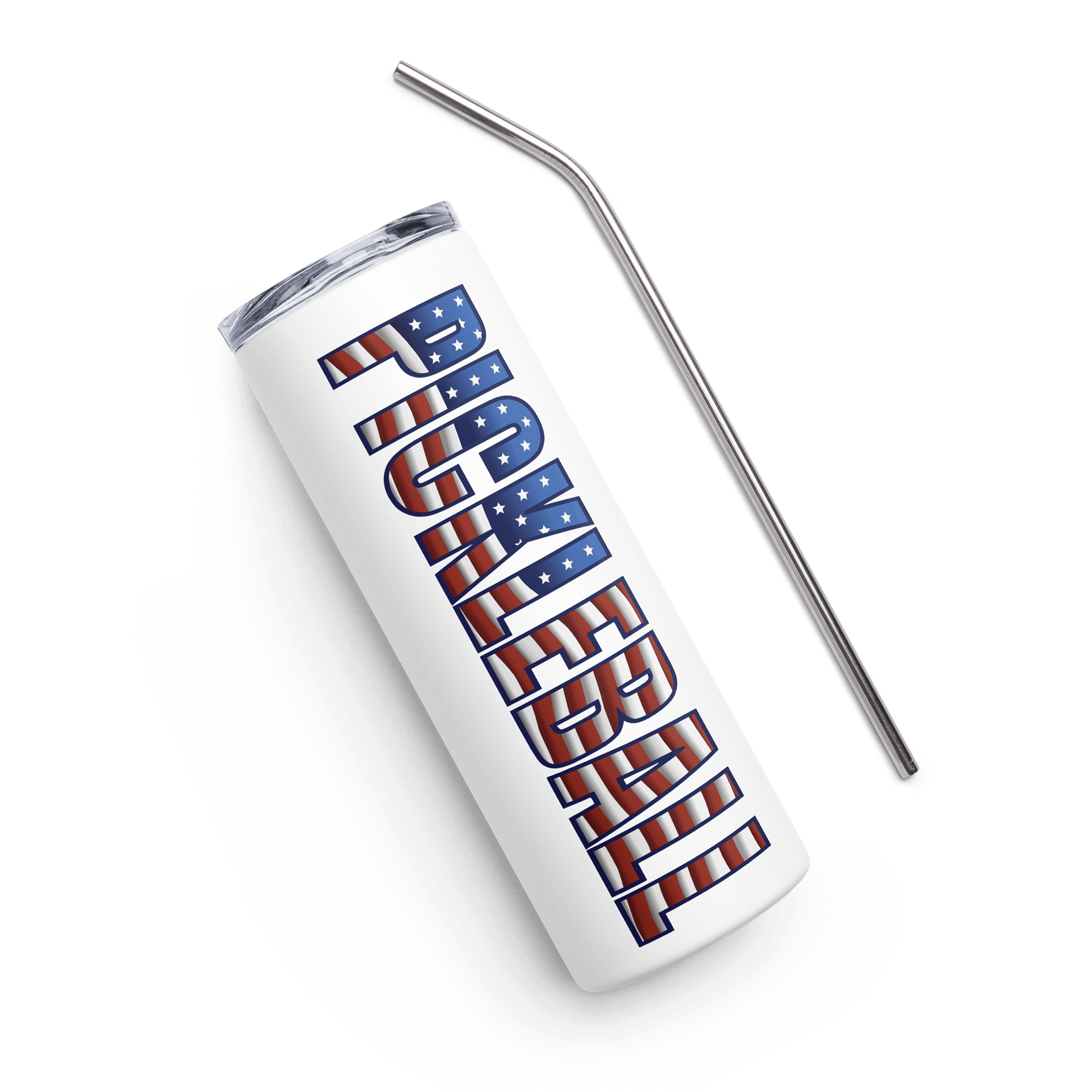 Pickleball American Flag Series - Stainless Steel Tumbler 20oz with straw, featuring patriotic design.