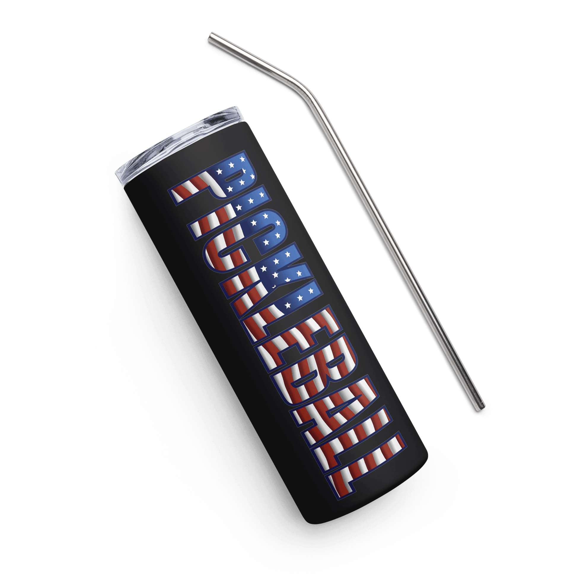 "Pickleball American Flag Series 20oz Stainless Steel Tumbler with straw, featuring patriotic design"