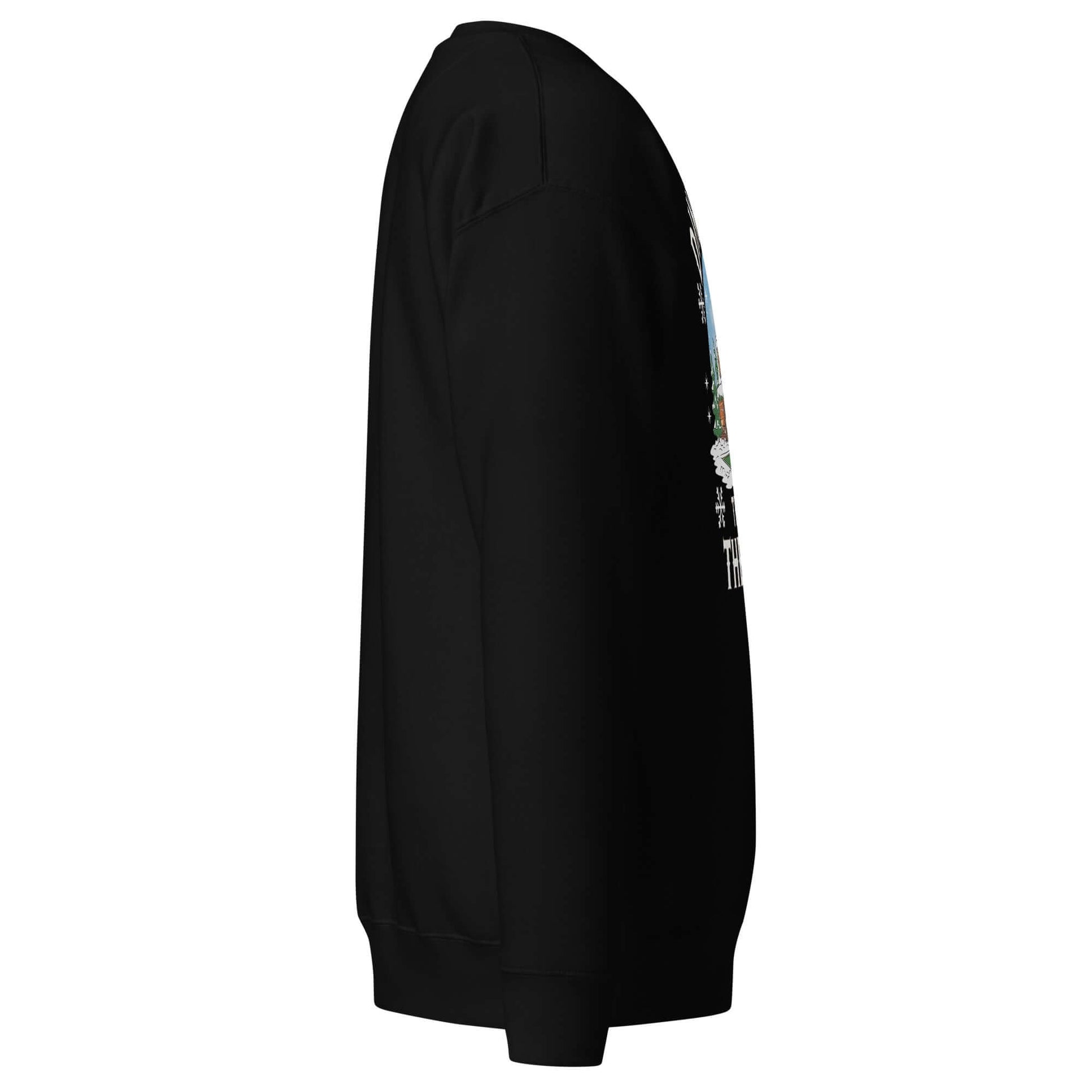 right side of Dinking Through the Snow: Cozy Pickleball Sweatshirt for Holiday Enthusiasts (Black)
