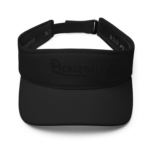 Black pickleball embroidered adjustable visor for style and performance in sports.