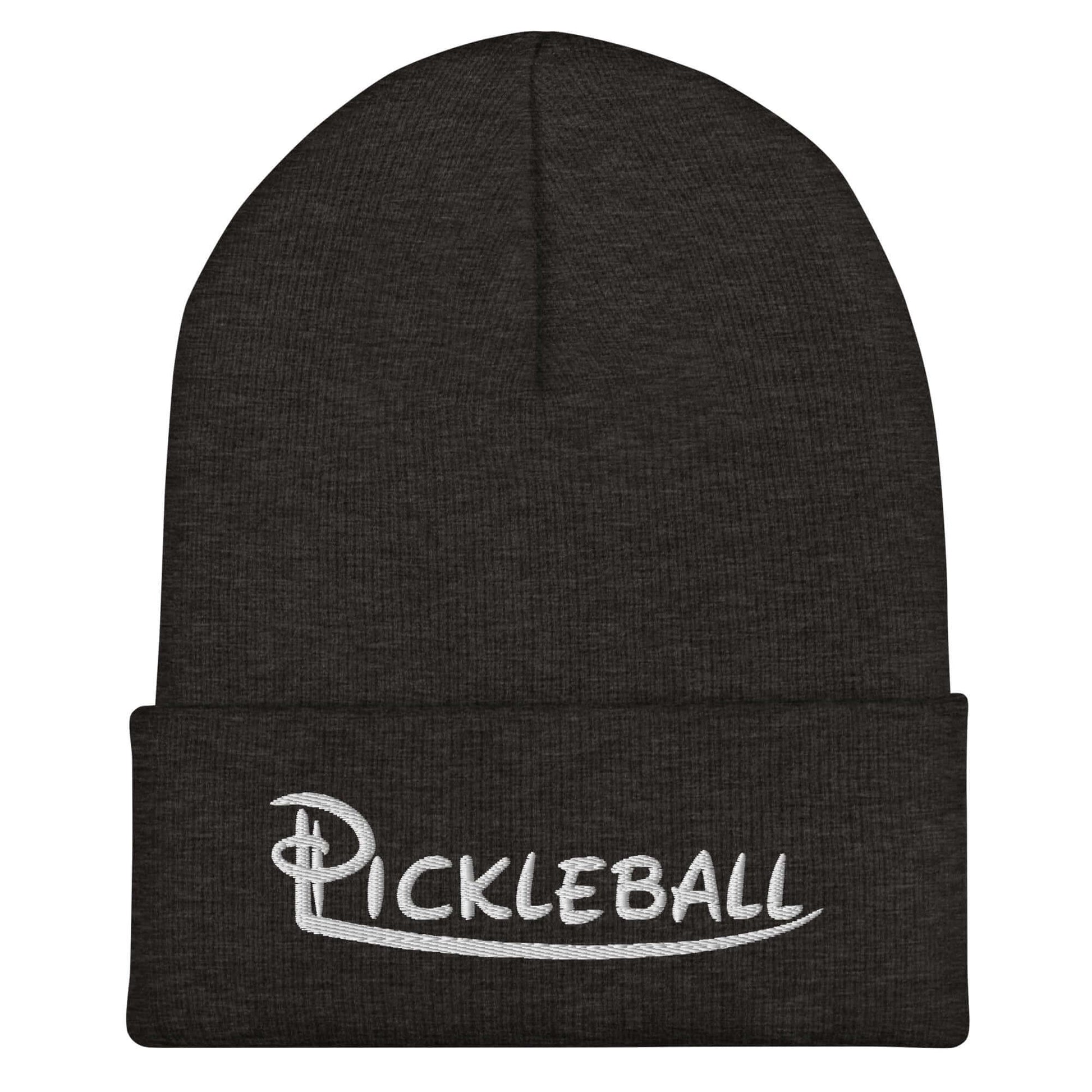 Pickleball embroidered cuffed beanie in black, showcasing stylish design and cozy fit for pickleball enthusiasts.