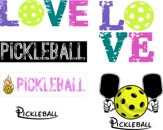 Pickleball LOVE sticker pack featuring vibrant designs for fans and players of the sport.