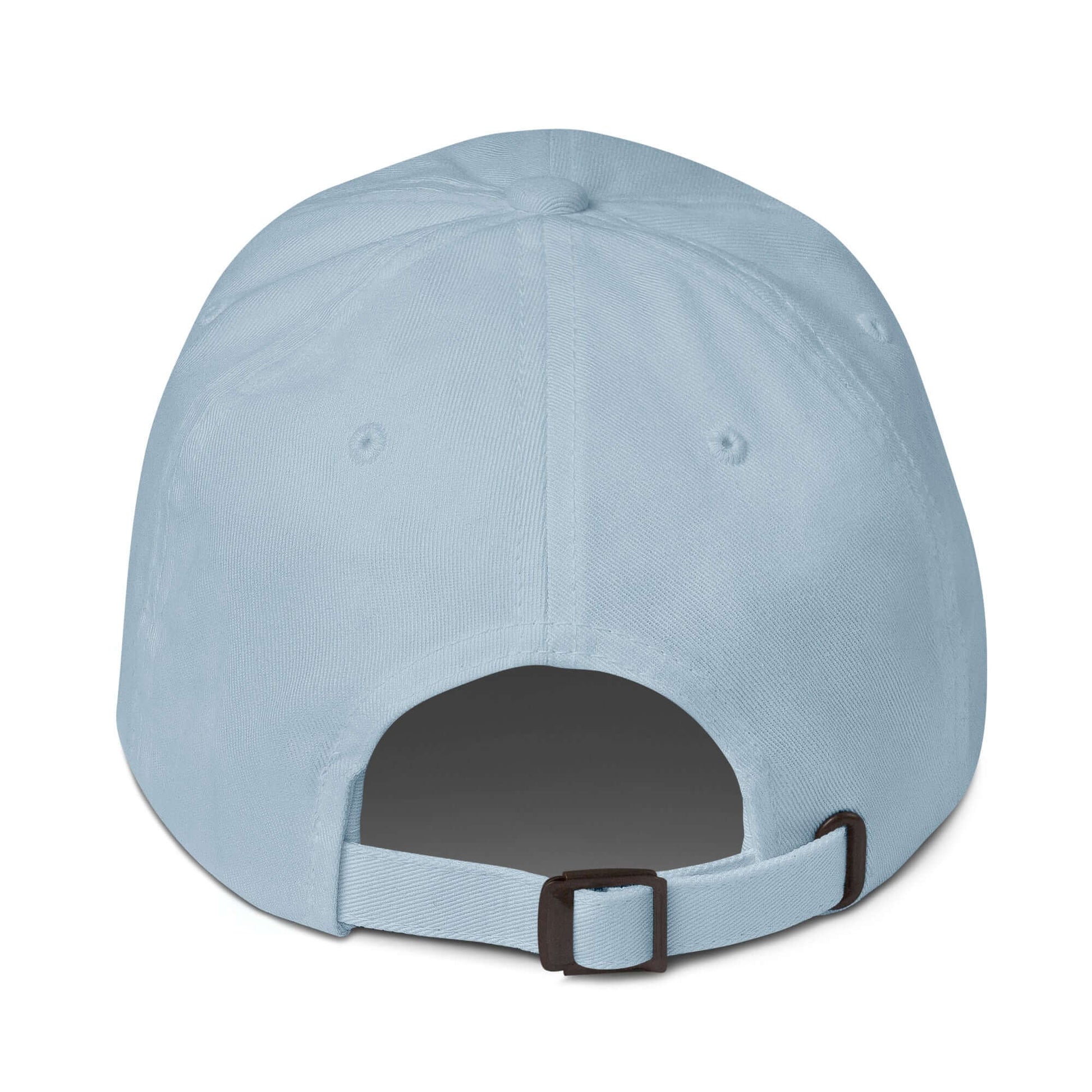 Light blue Pickleball Dad Hat with adjustable strap back view, perfect for pickleball enthusiasts seeking sporty style.
