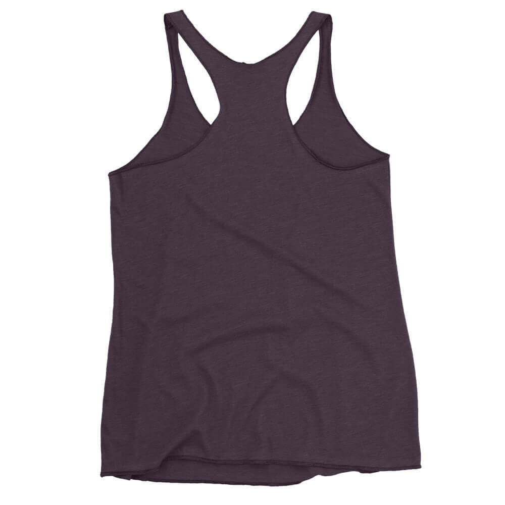 Women's Racerback Tank in dark color, perfect for pickleball with a blend of polyester, cotton, and rayon for comfort and style.