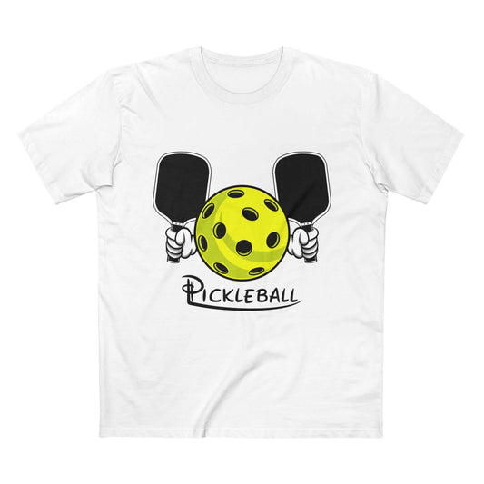 "HarmonyGrip FO Pickleball Series T-Shirt featuring pickleball paddles and ball graphic on white tee"
