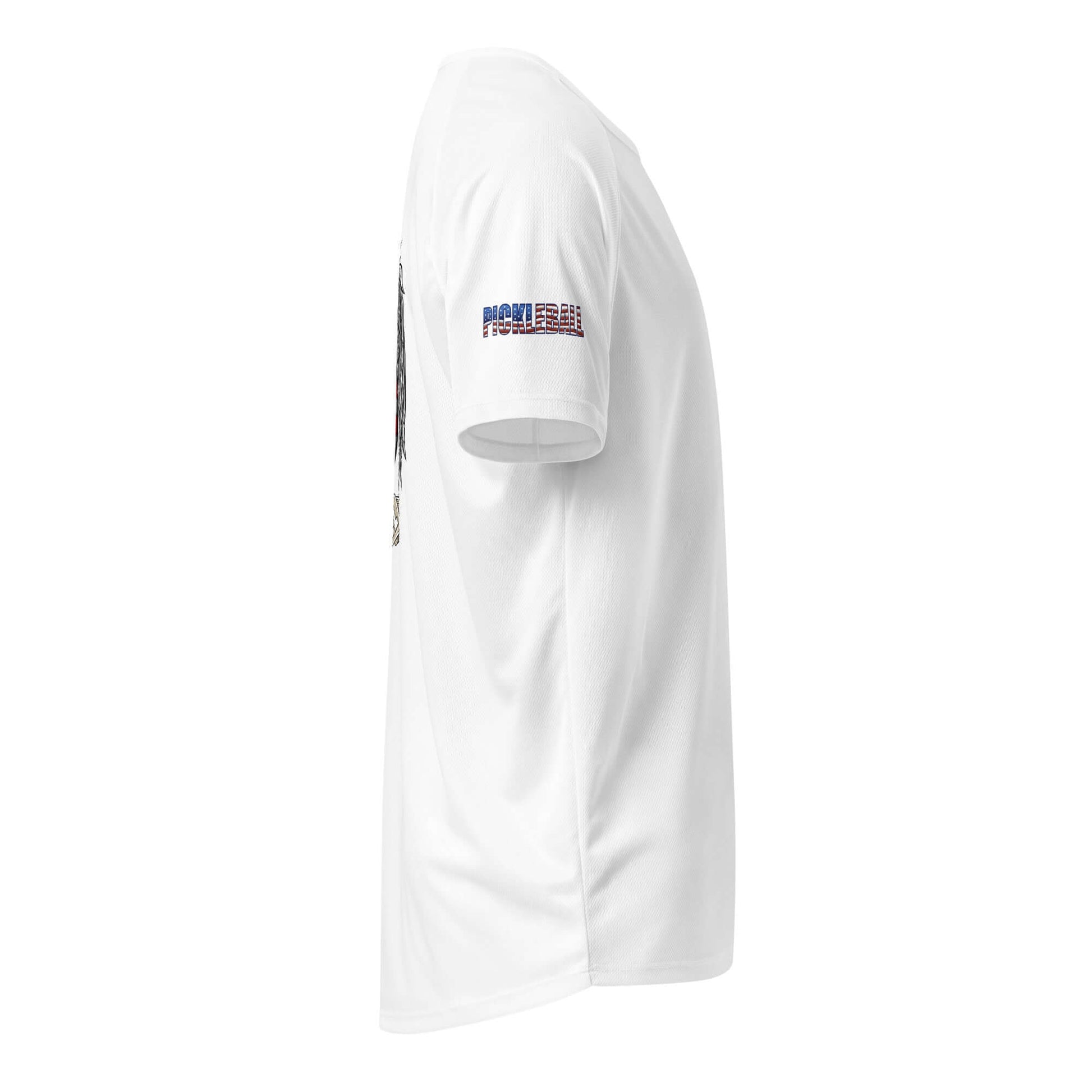 Pickleball Ultimate American Dream Series unisex dry-fit sports shirt side view displaying moisture-wicking fabric.