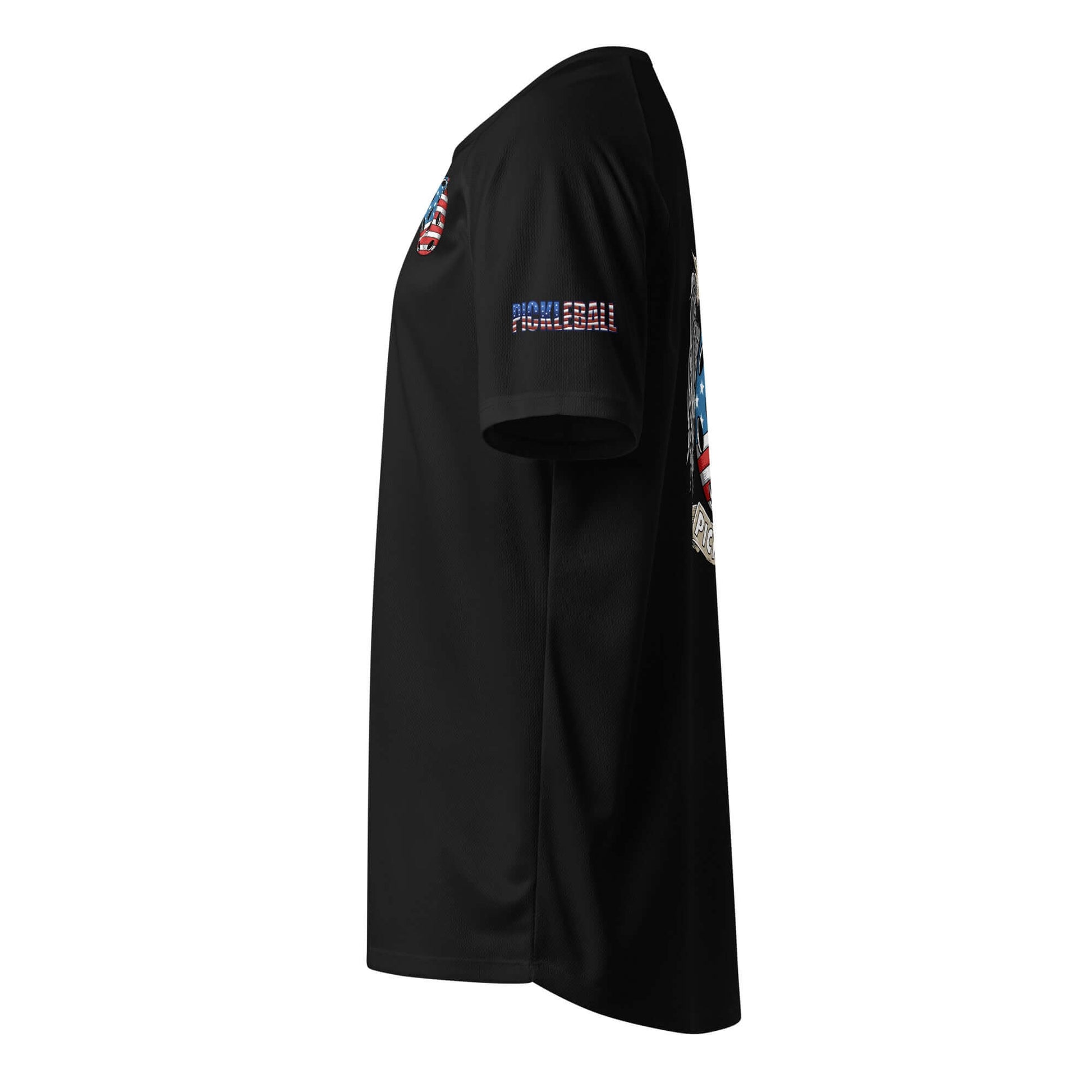 Pickleball Ultimate American Dream Series black moisture-wicking unisex sports shirt side view