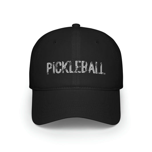 Black Pickleball Urban Series low profile baseball cap with embroidered logo, stylish and durable for pickleball enthusiasts.