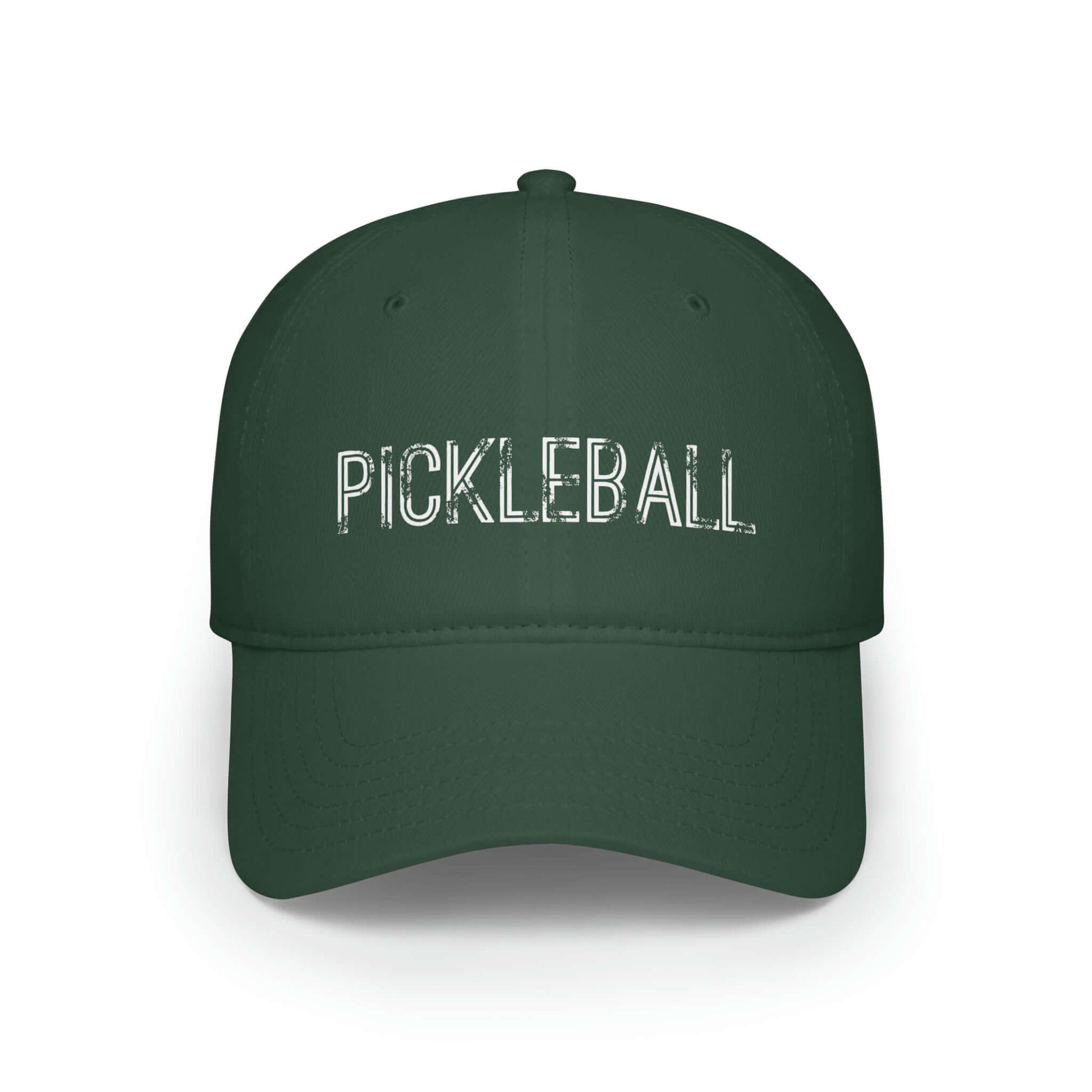 Green Pickleball Urban Series Low Profile Baseball Cap with embroidered logo, made from 100% cotton twill for comfort and durability.