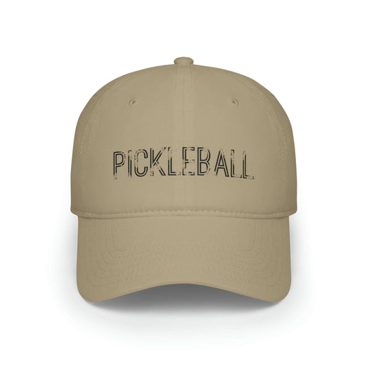 Pickleball Urban Series low profile baseball cap in beige, featuring bold pickleball text design. Perfect for enthusiasts seeking style and comfort.