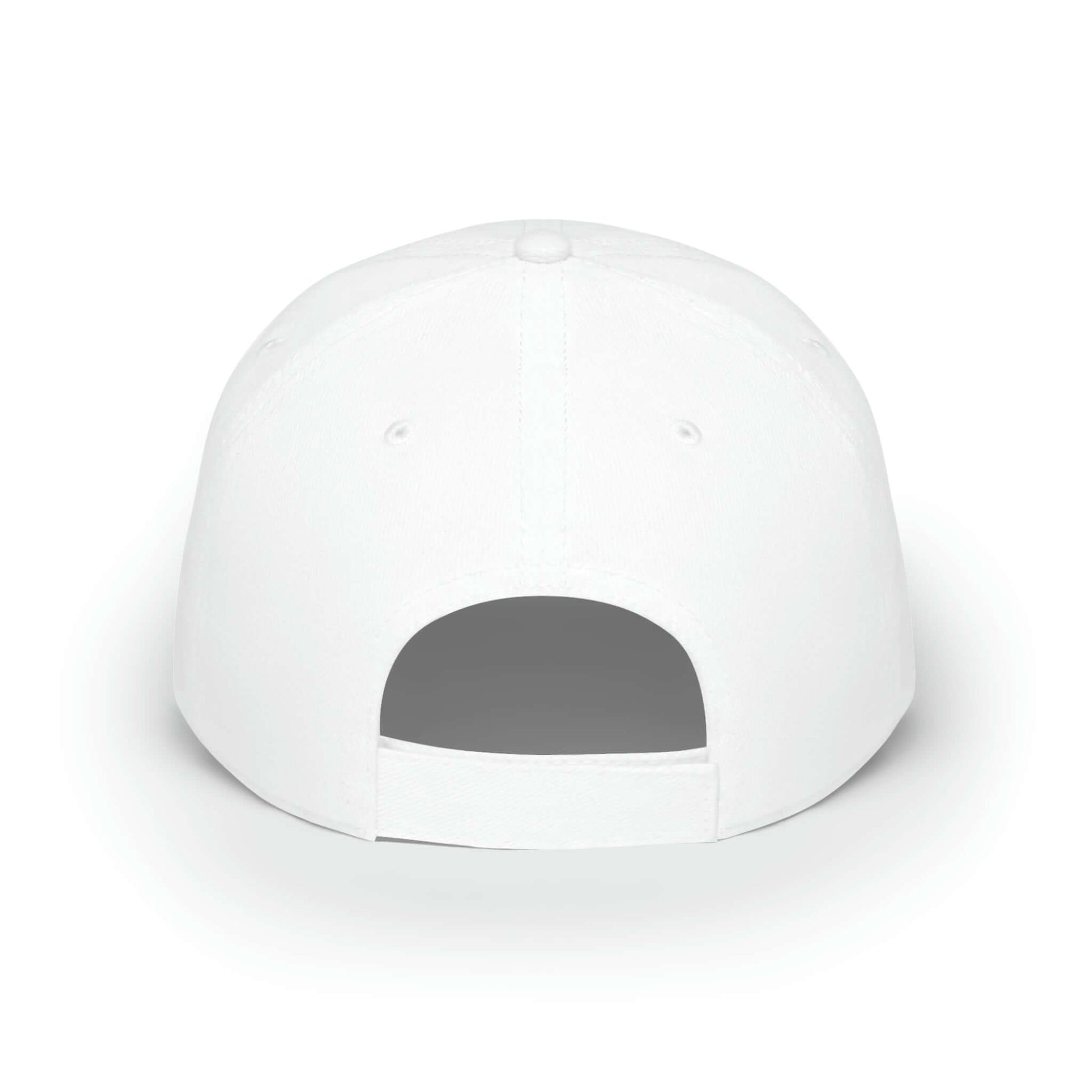 Back view of Pickleball Urban Series low profile white baseball cap showing adjustable strap.