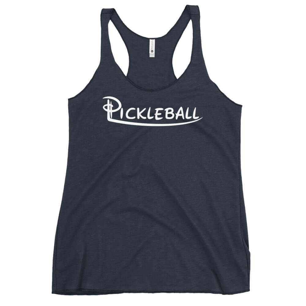 Women's Pickleball Racerback Tank in Navy - Serve Up Style Series, featuring a comfortable and stylish design for active play.