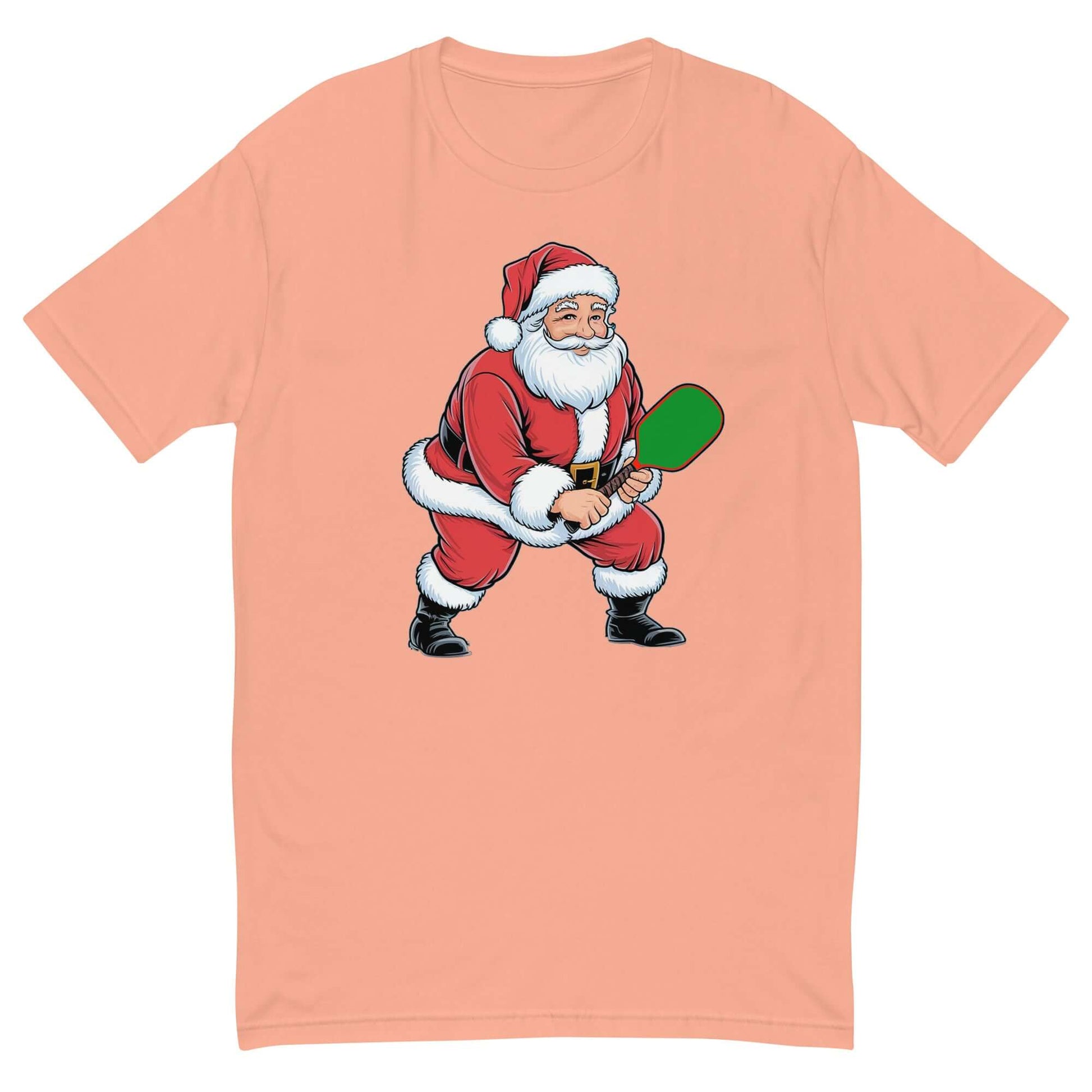 front of Santa's Pickleball Playtime T-Shirt: Festive Fun for Pickleball Fans! (pink)
