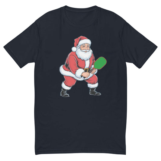 front of Santa's Pickleball Playtime T-Shirt: Festive Fun for Pickleball Fans! (Navy)