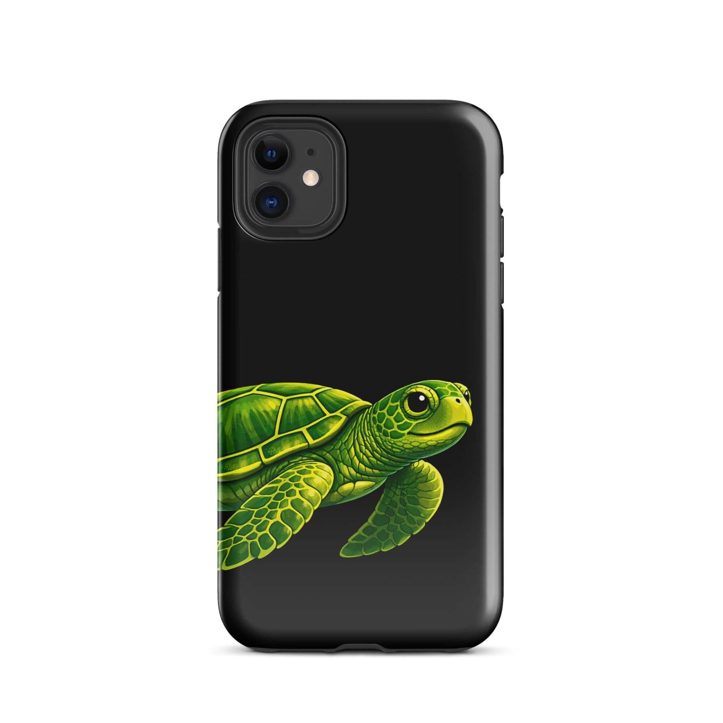Phone Case featuring a vibrant sea turtle design on a black background for style and protection.