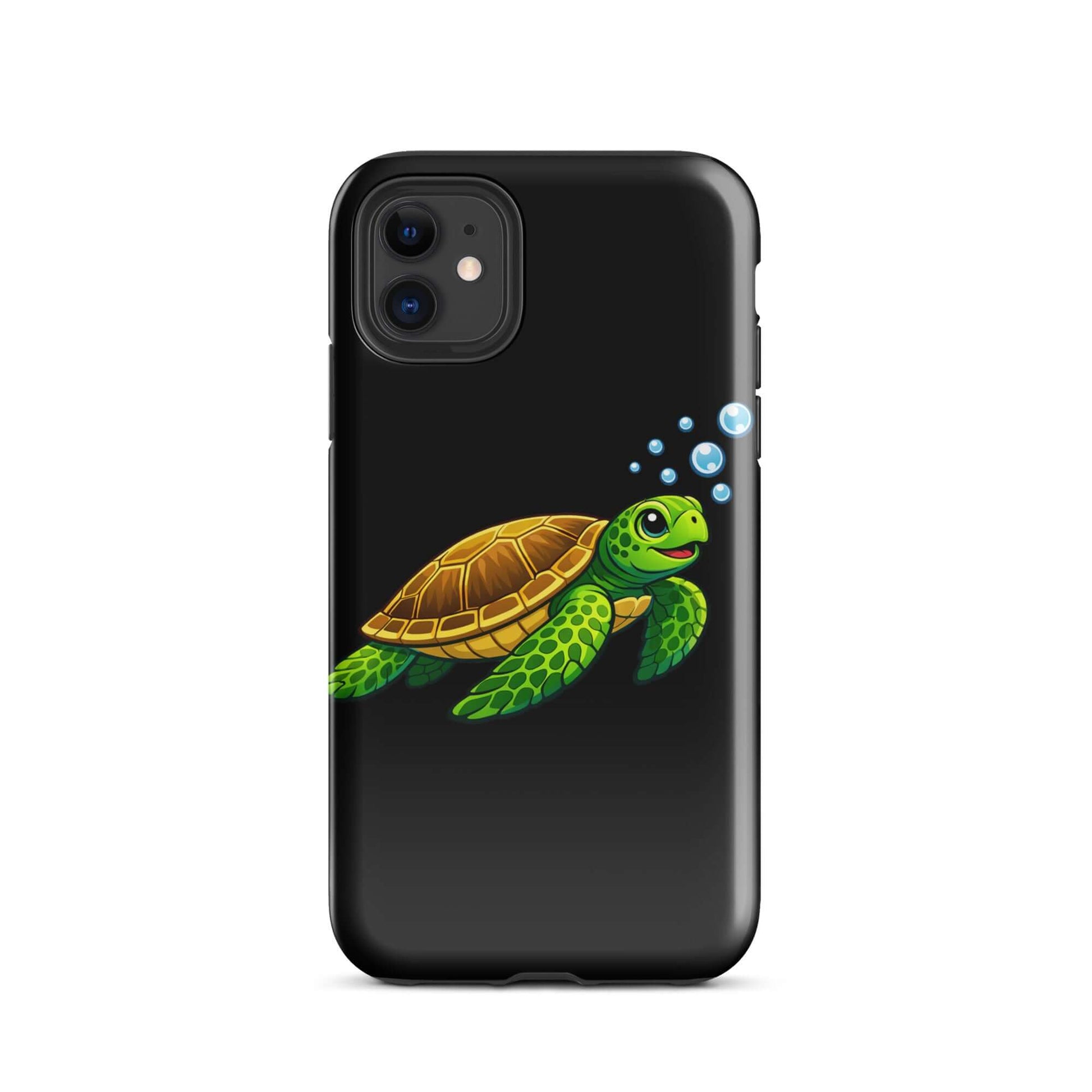 Phone Case featuring vibrant sea turtle artwork with playful bubbles and an ocean-inspired design.