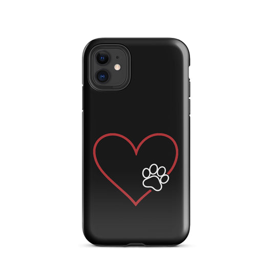 Phone Case for iPhone featuring an elegant heart with a paw print design, perfect for stylish pet lovers seeking tech protection.