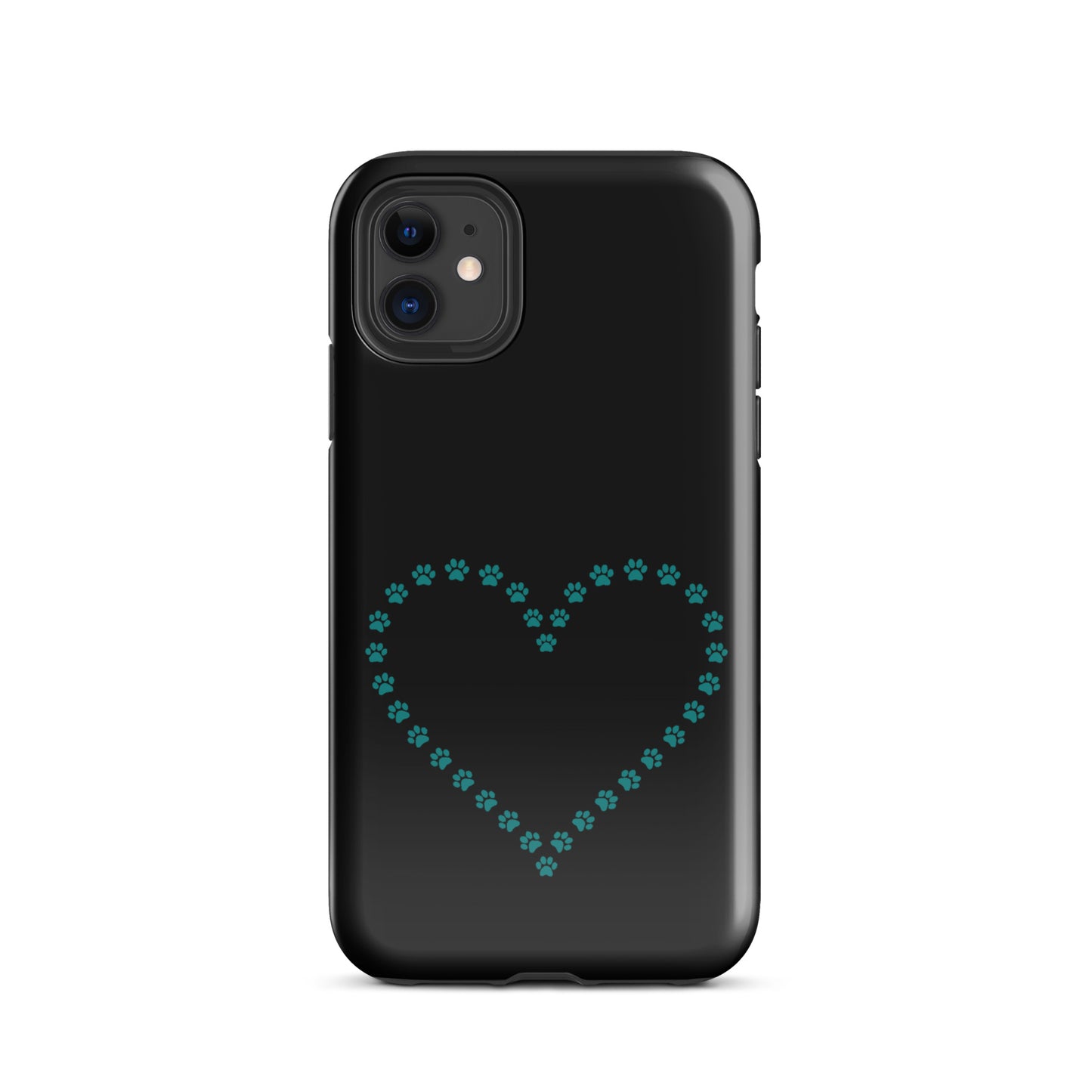 Phone Case with cute paw print heart design for pet lovers, compatible with iPhone, provides playful charm and protection. Ideal for animal design fans.