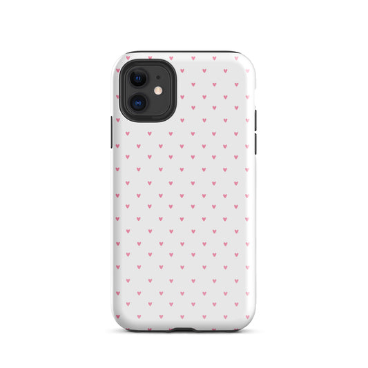 Phone Case for iPhone with heart-dot pattern design on a white background, combining minimalist and stylish features.