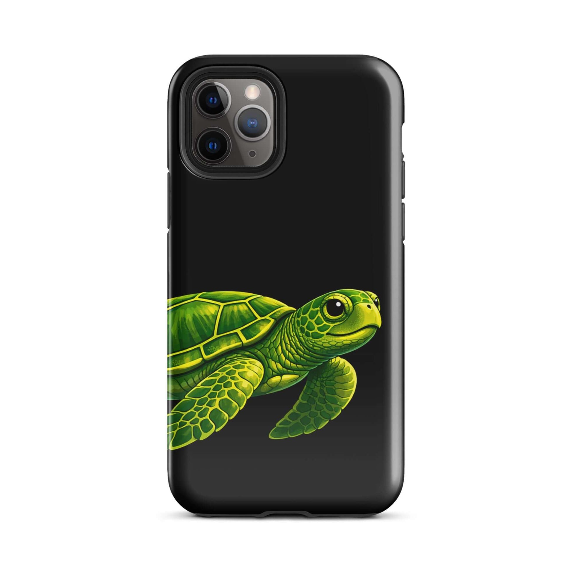 Phone Case featuring a vibrant sea turtle design on a black background for style and protection.