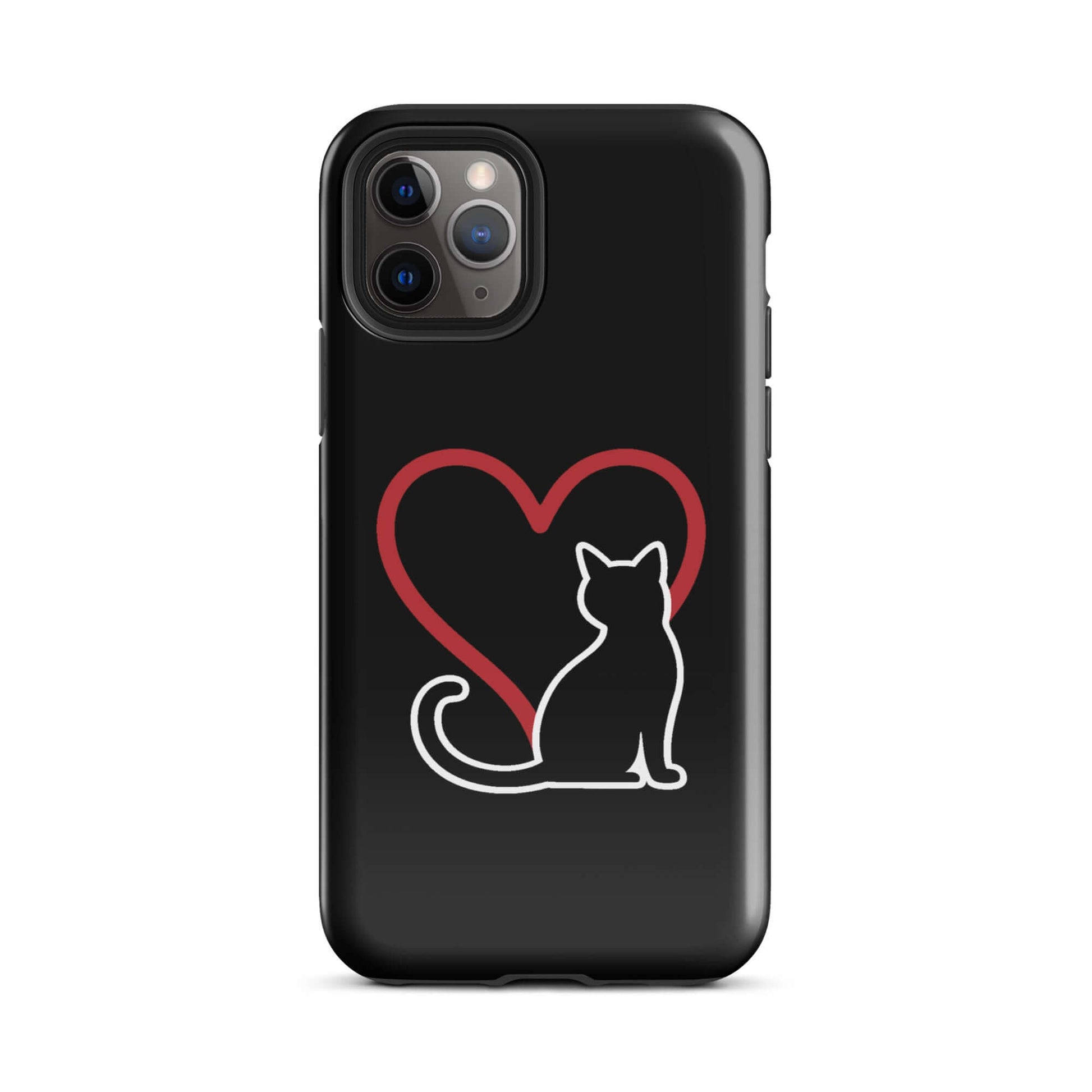 Phone Case for iPhone with a minimalist cat design and heart, elegant protection for cat lovers.