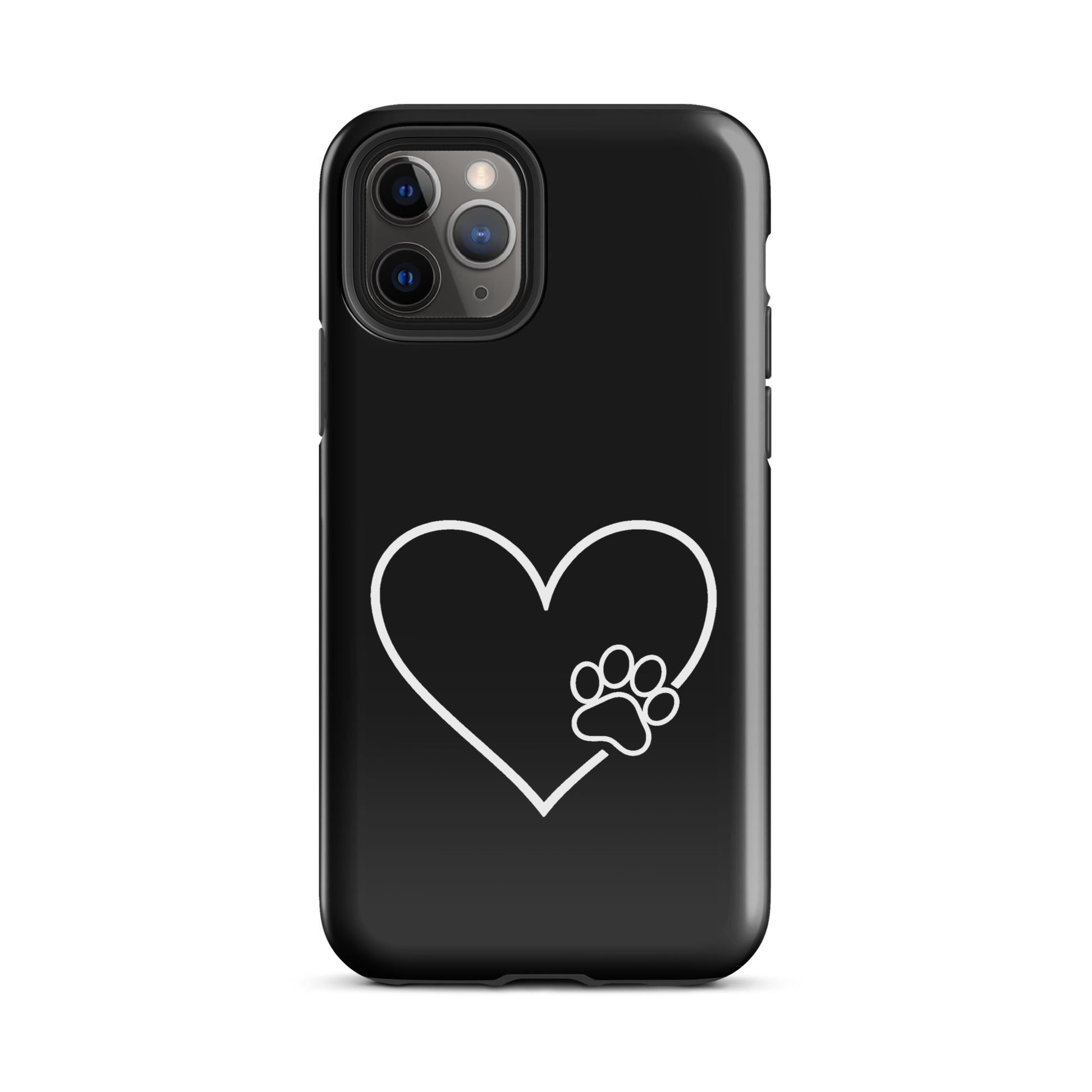 Phone Case with heart and paw print design for pet lovers, fits iPhone, sleek protection with stylish representation of love and loyalty.