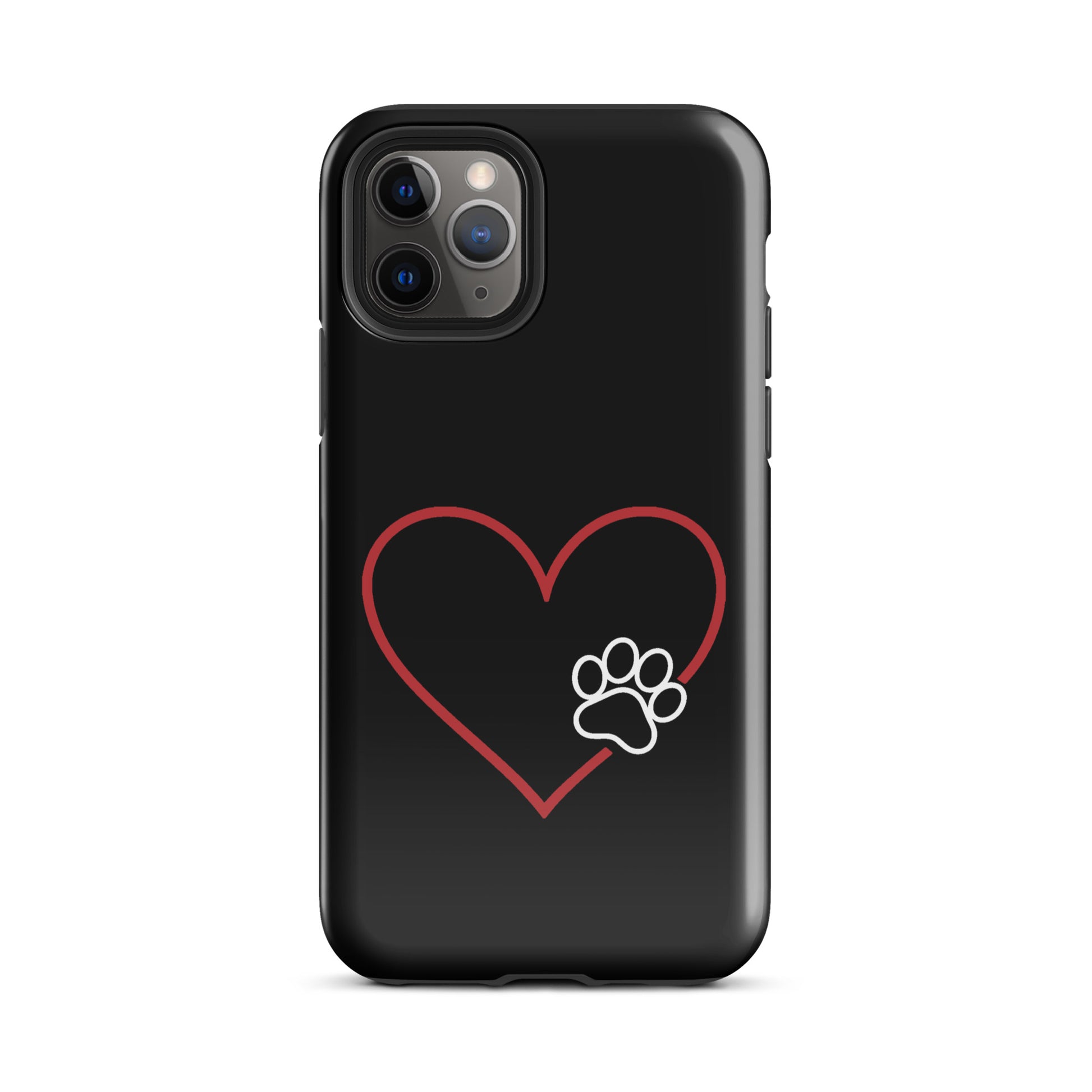 Phone Case with heart and paw print design for pet enthusiasts on iPhone, offering stylish protection.