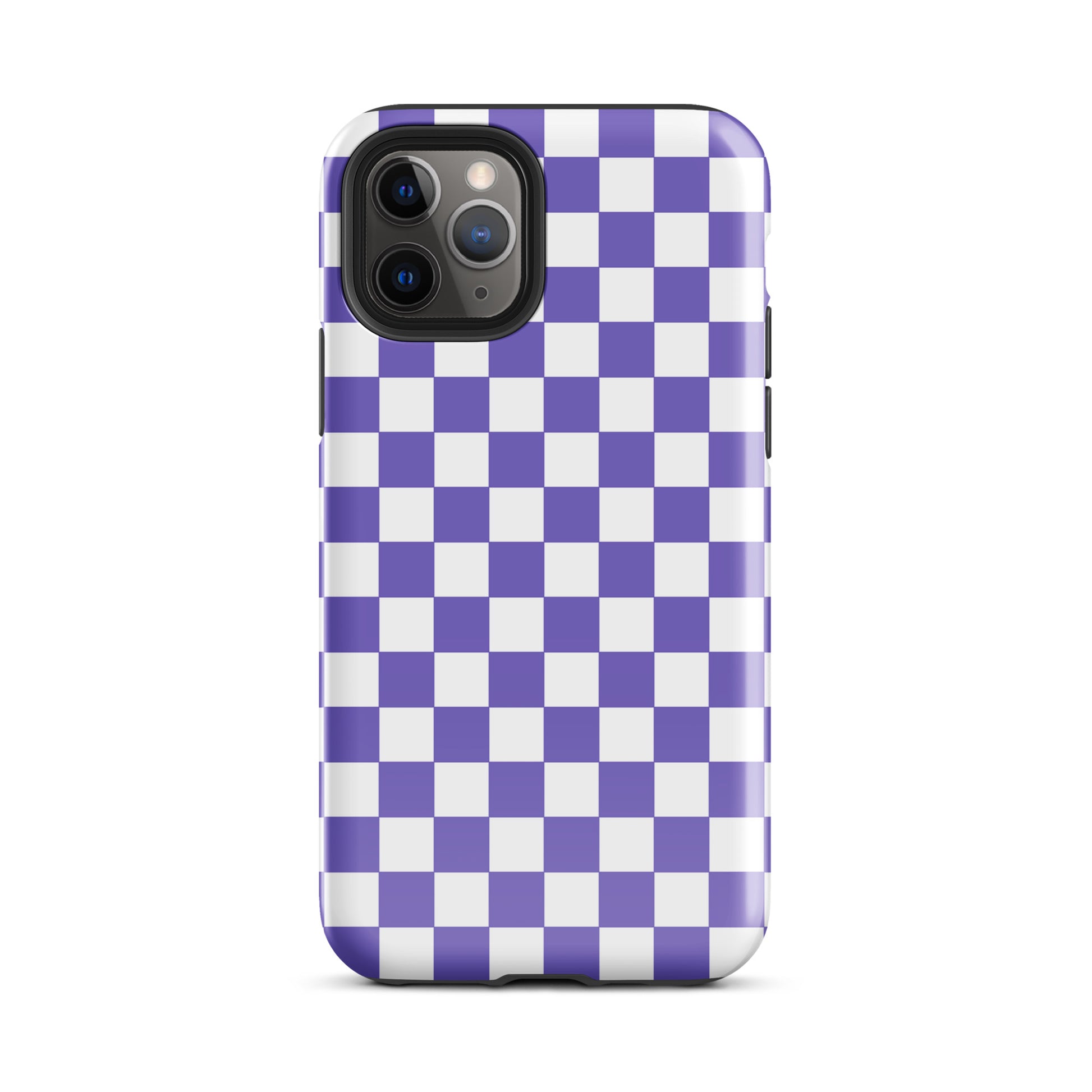Purple and white checkered Phone Case for iPhone adding style and personality.