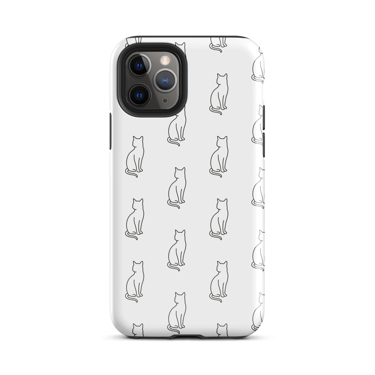 Phone Case for iPhone with minimalist sitting cat pattern, perfect for feline fans seeking stylish protection. Clean aesthetics.