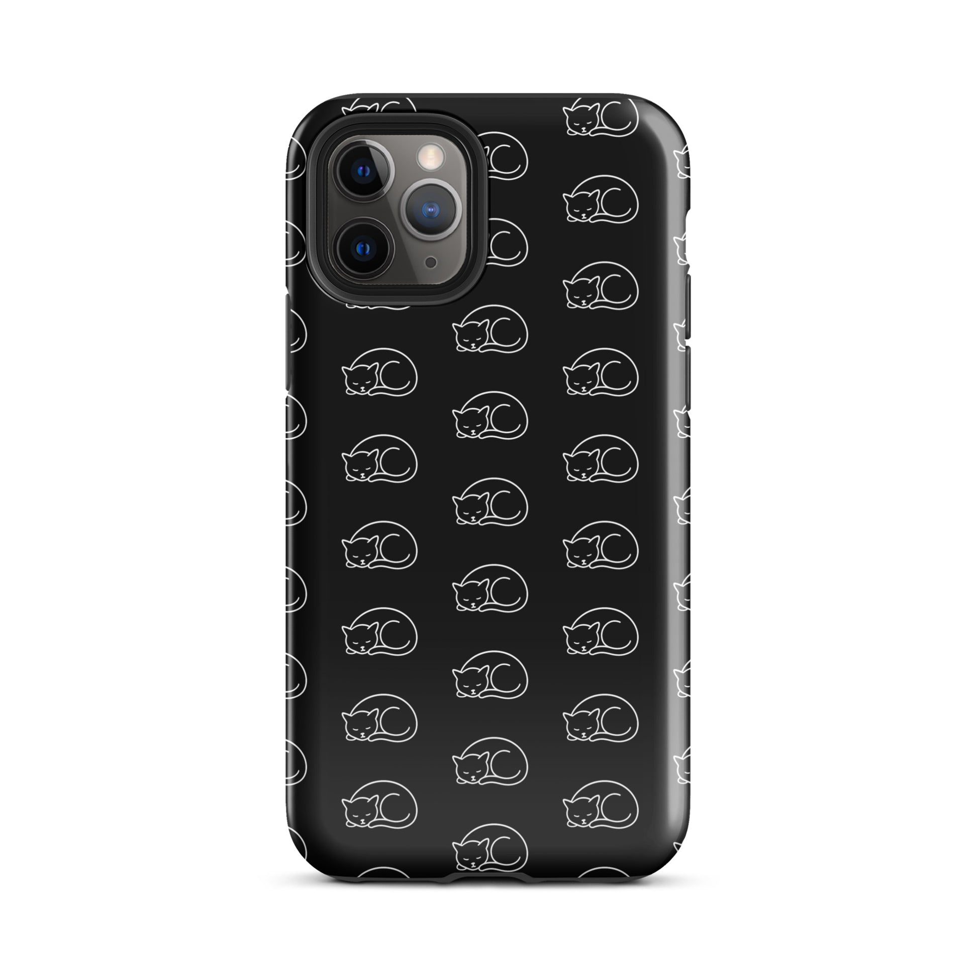 Phone case with curled-up cat pattern for iPhone, perfect for cat lovers seeking stylish protection and feline-inspired design.