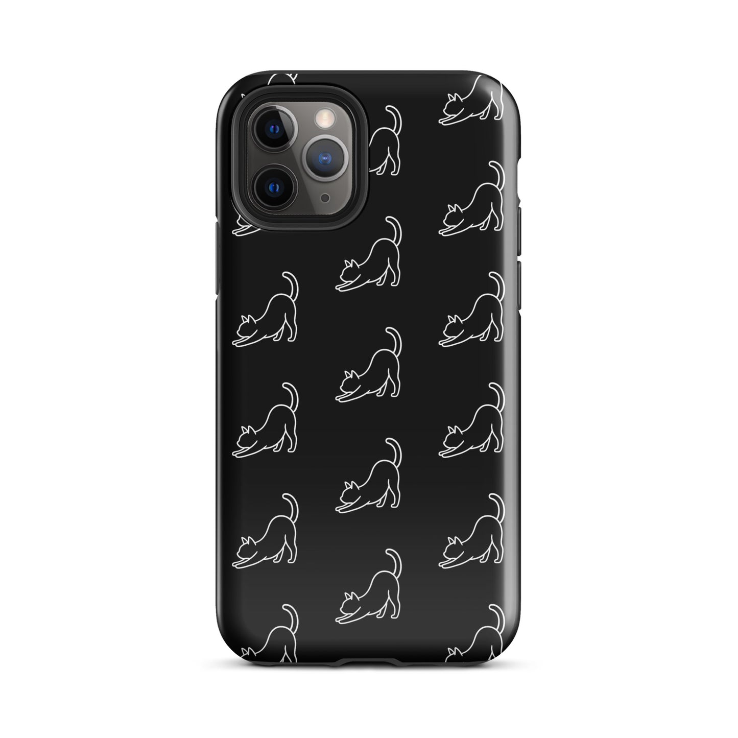 Phone Case for iPhone featuring minimalist stretching cat pattern, perfect for cat lovers seeking style and protection.