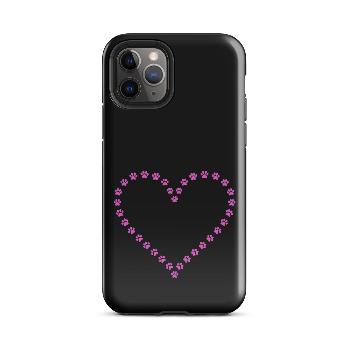 Phone Case with cute paw print heart design for pet lovers, featuring playful animal pattern on a durable case for iPhone.