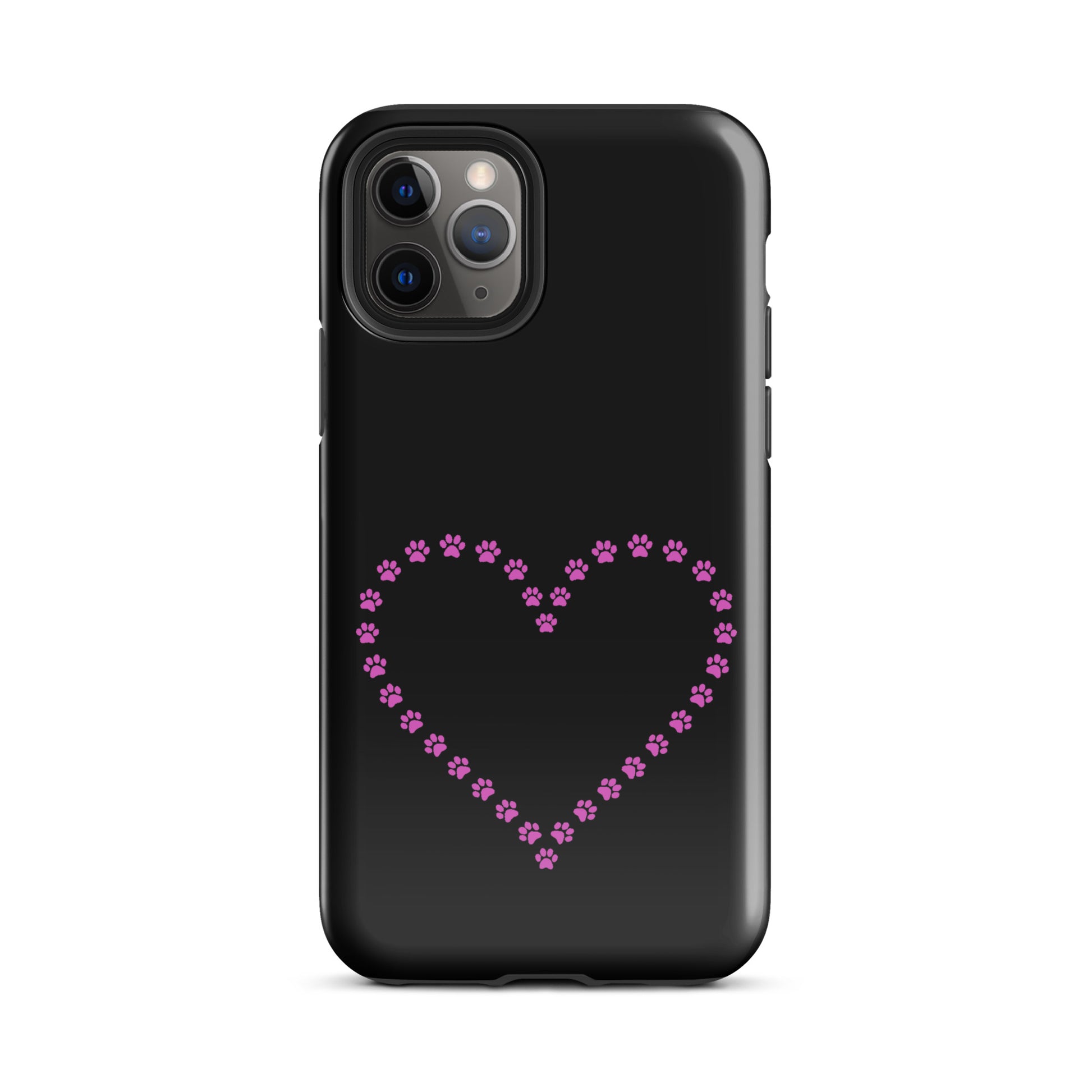 Phone Case with cute paw print heart design for pet lovers, featuring playful animal pattern on a durable case for iPhone.
