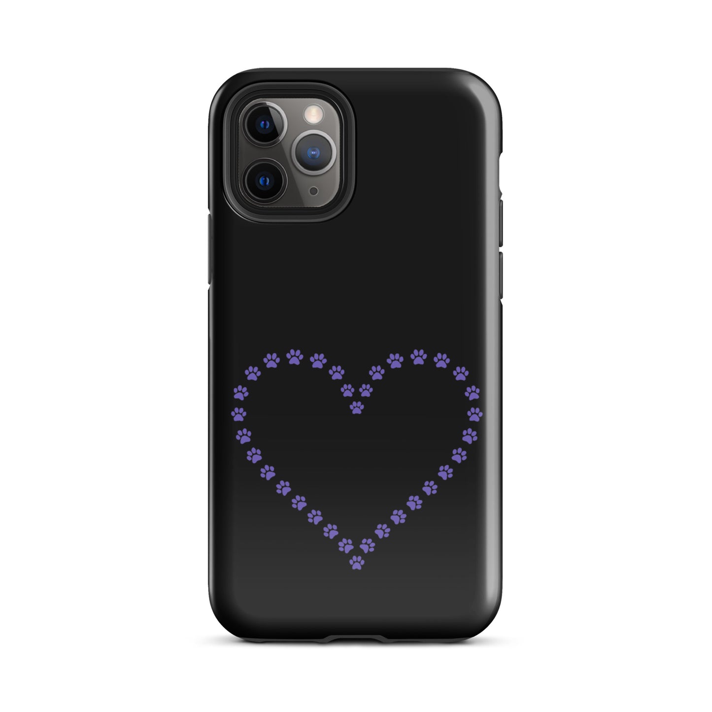 Phone Case for iPhone with purple paw print heart design, ideal for pet lovers seeking cute and durable phone protection.