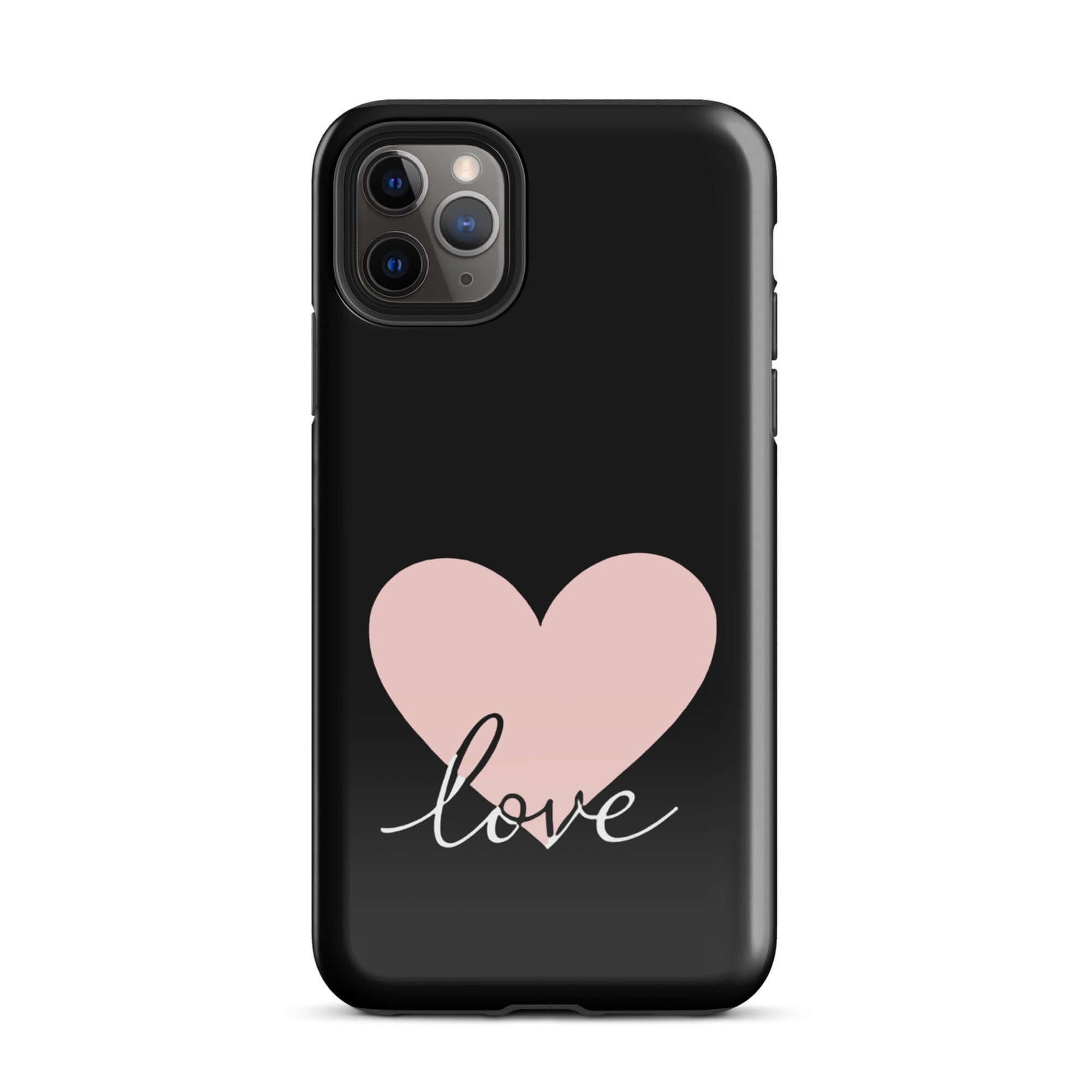 Phone Case for iPhone featuring a soft heart and script 'love' design, perfect for minimalist and romantic styles.
