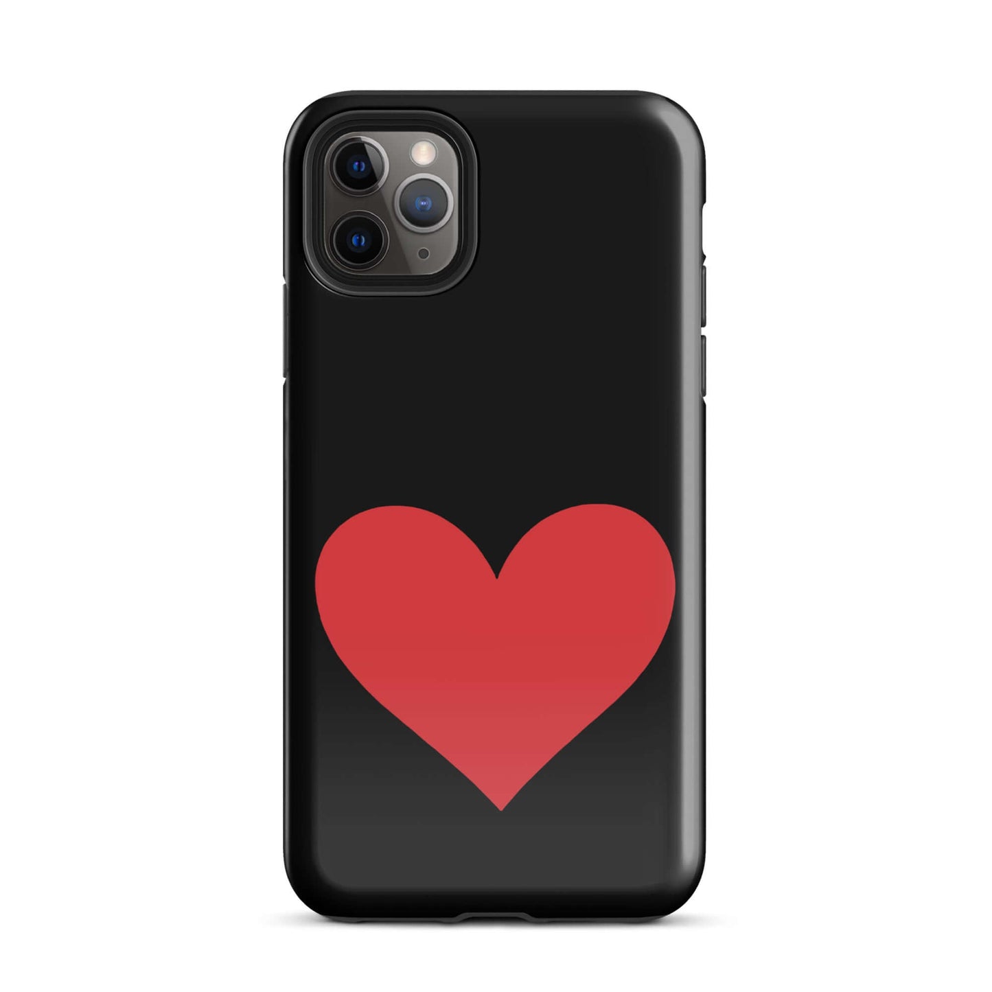 Phone Case for iPhone with a bold red heart graphic on a black background, showcasing style and protection.