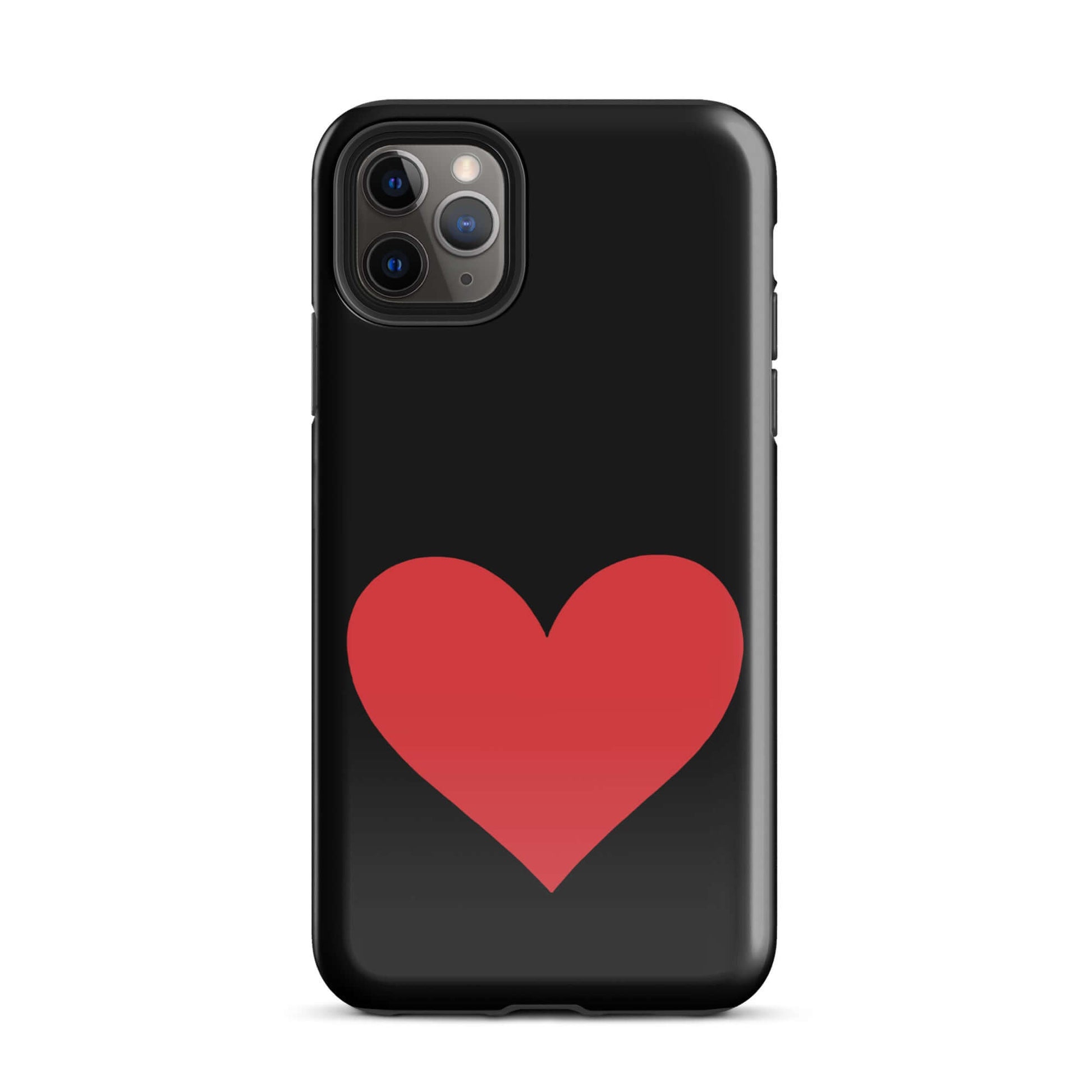 Phone Case for iPhone with a bold red heart graphic on a black background, showcasing style and protection.